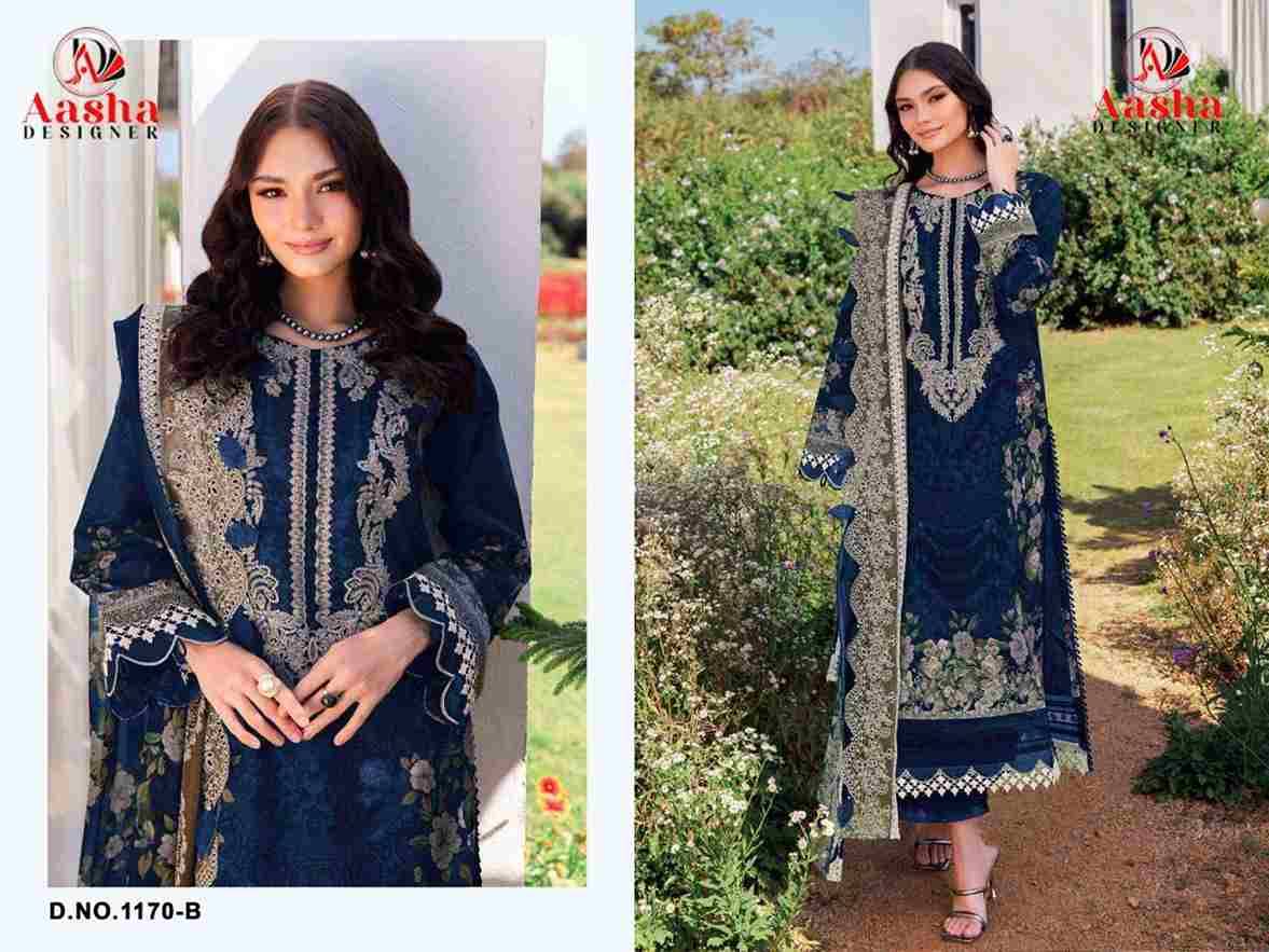 Aasha 1170 Colours By Aasha Designer 1170-A To 1170-B Series Pakistani Suits Beautiful Fancy Colorful Stylish Party Wear & Occasional Wear Pure Cotton Embroidery Dresses At Wholesale Price
