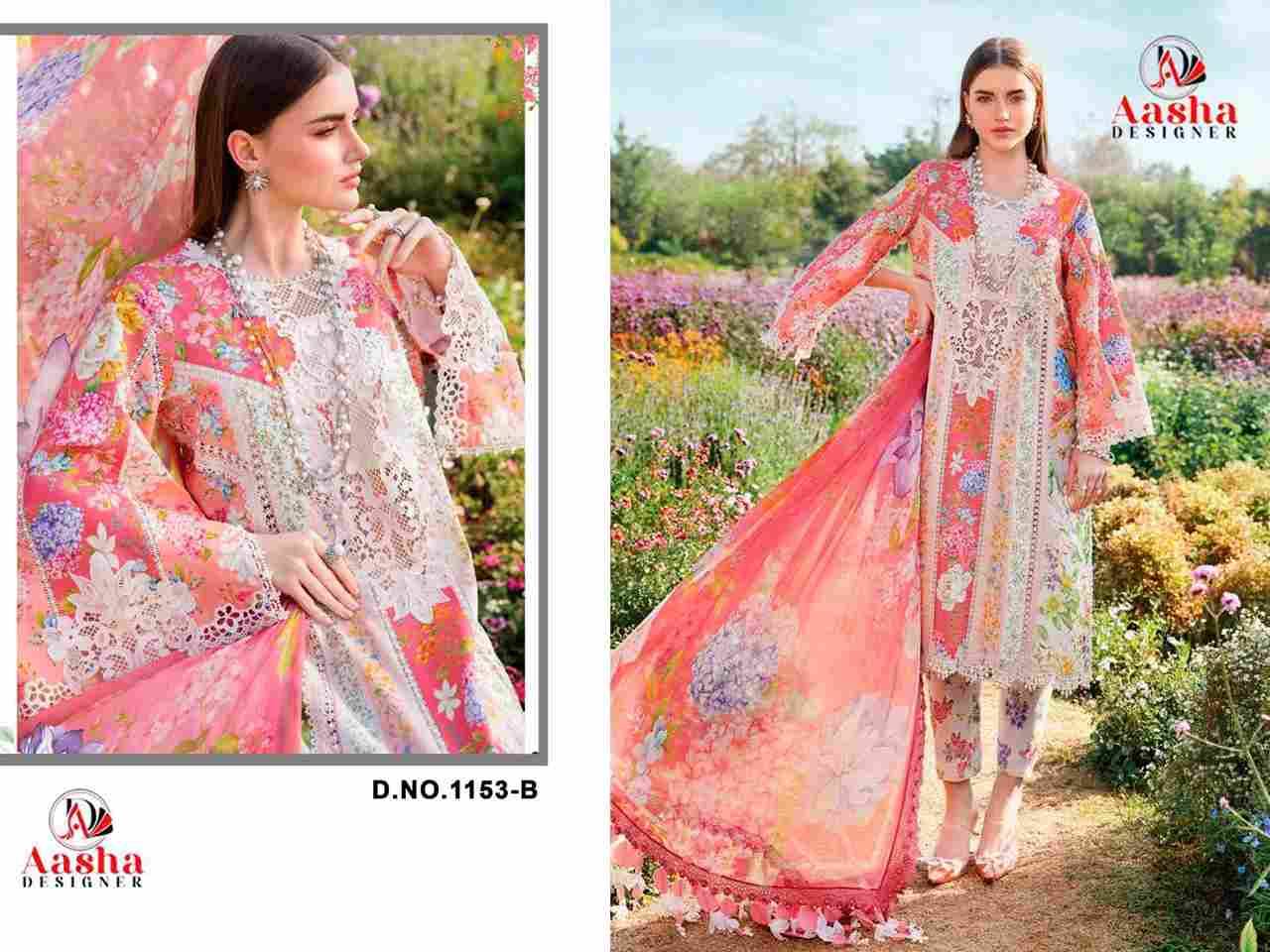 Aasha 1153 Colours By Aasha Designer 1153-A To 1153-B Series Pakistani Suits Beautiful Fancy Colorful Stylish Party Wear & Occasional Wear Pure Cotton Embroidery Dresses At Wholesale Price