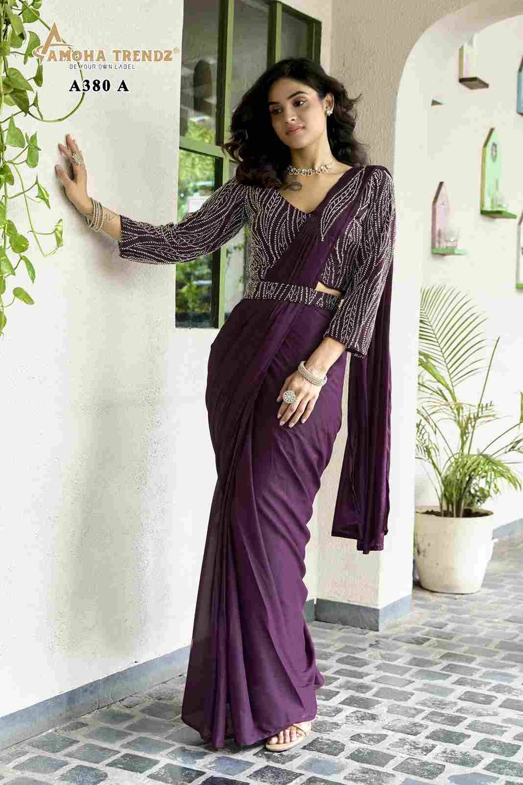 A-380 By Amoha Trendz Indian Traditional Wear Collection Beautiful Stylish Fancy Colorful Party Wear & Occasional Wear Pure Georgette Sarees At Wholesale Price