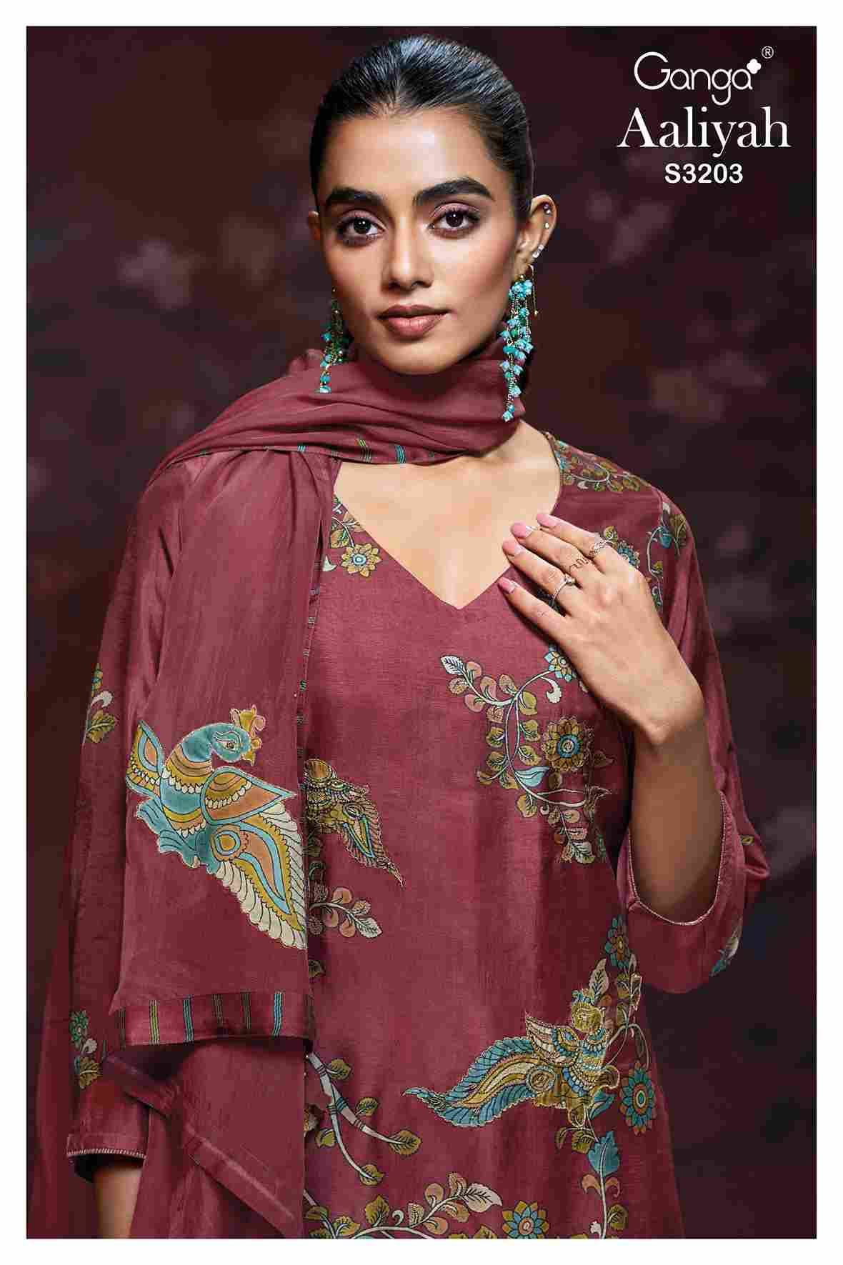 Aaliyah-3203 By Ganga Fashion 3203-A To 3203-D Series Beautiful Festive Suits Colorful Stylish Fancy Casual Wear & Ethnic Wear Pure Bemberg Silk Print Dresses At Wholesale Price