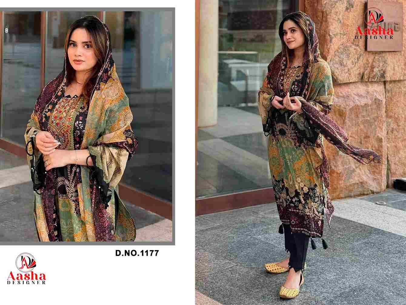 Aasha Hit Design 1177 By Aasha Designer Wholesale Designer Pakistani Suits Collection Beautiful Stylish Fancy Colorful Party Wear & Occasional Wear Pure Cotton Dresses At Wholesale Price