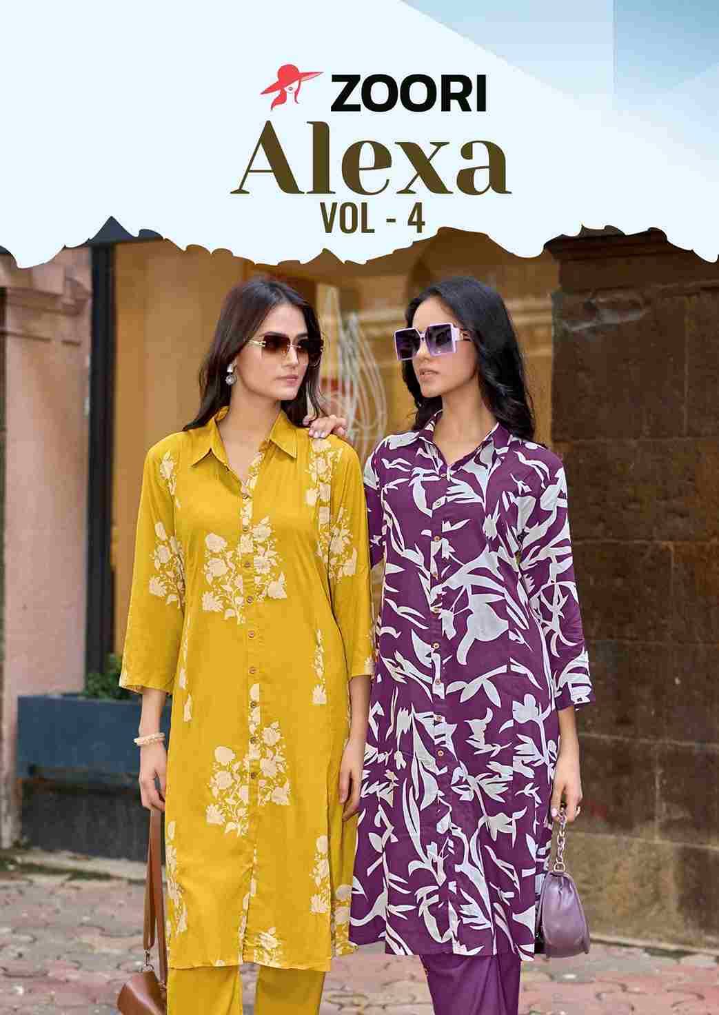 Alexa Vol-4 By Zoori 1017 To 1022 Series Designer Collection Beautiful Stylish Fancy Colorful Party Wear & Occasional Wear Rayon Print Kurtis With Bottom At Wholesale Price