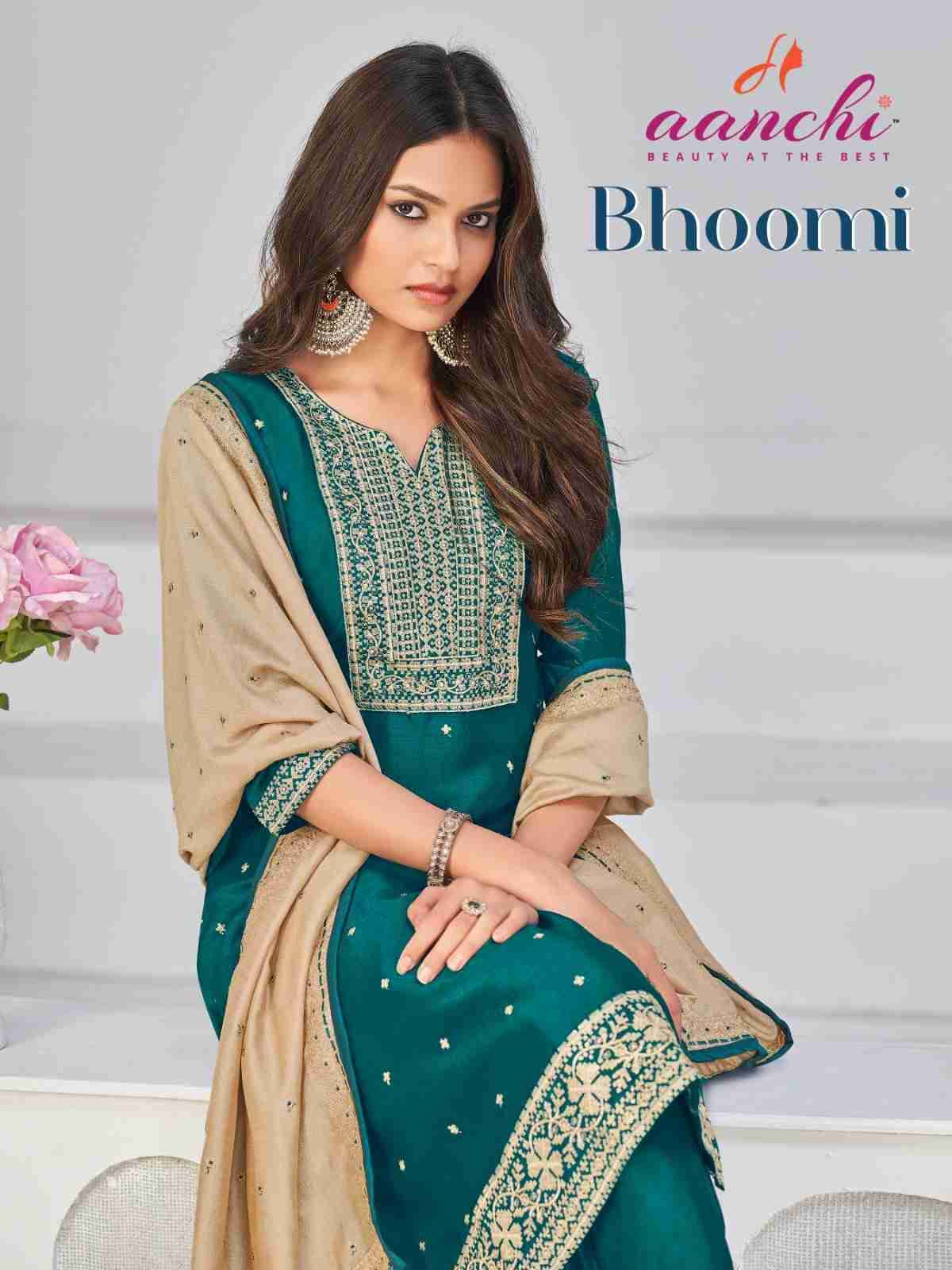 Bhoomi By Aanchi 01 To 04 Series Beautiful Festive Suits Colorful Stylish Fancy Casual Wear & Ethnic Wear Vichitra Silk Dresses At Wholesale Price