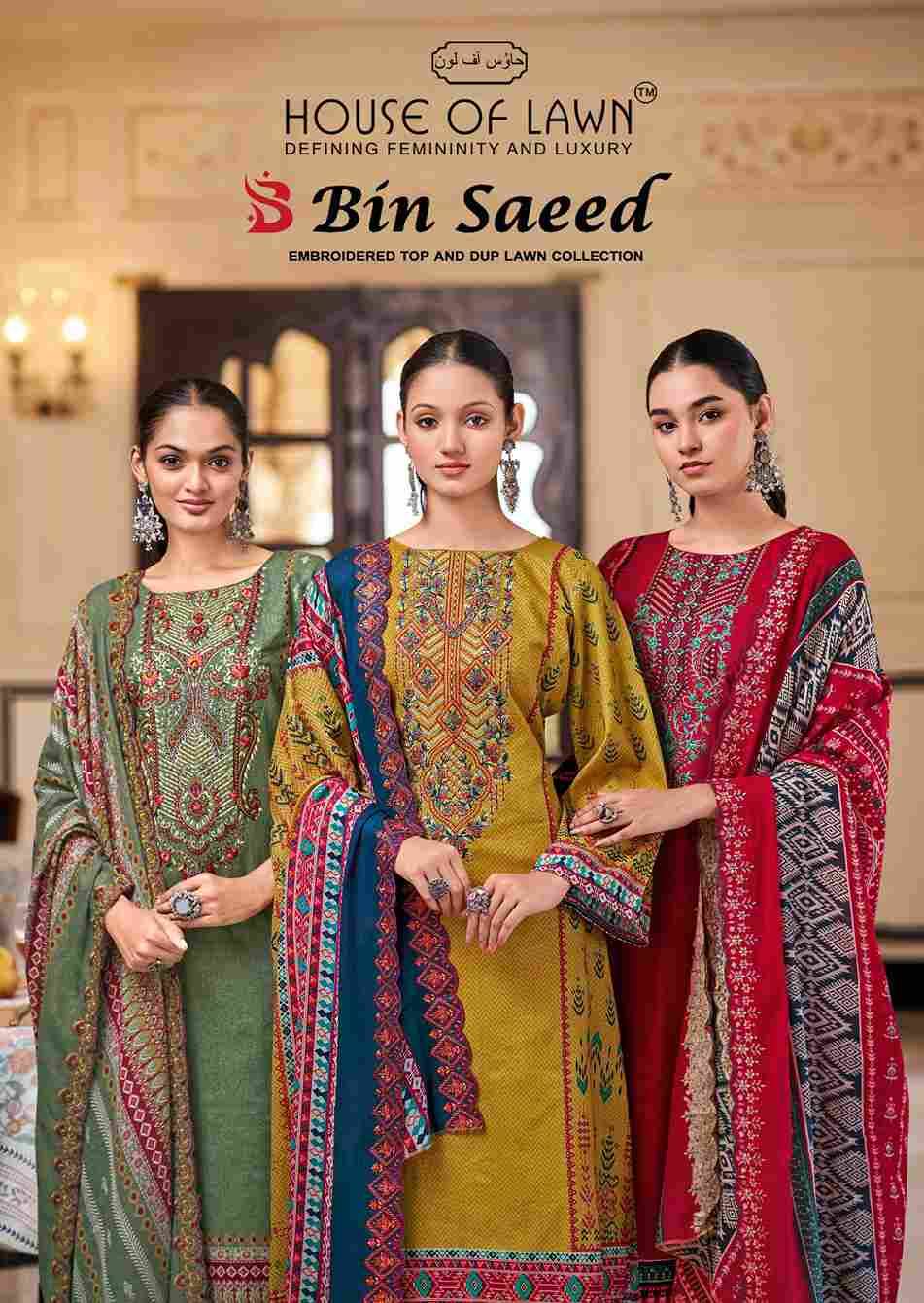 Bin Saeed By House Of Lawn 1001 To 1008 Series Beautiful Festive Suits Stylish Fancy Colorful Casual Wear & Ethnic Wear Pure Cotton Print Dresses At Wholesale Price