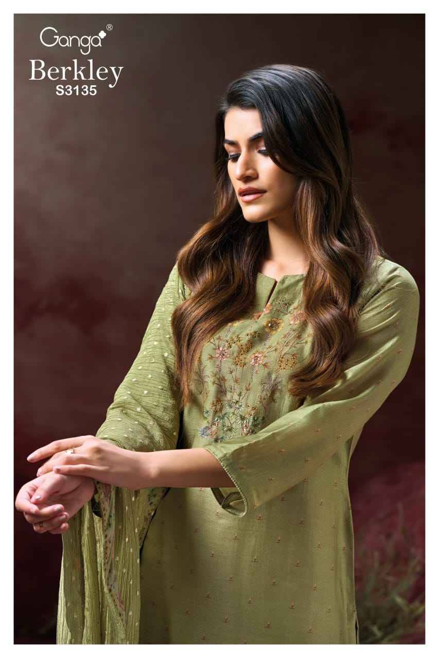 Berkley-3135 By Ganga Fashion 3135-A To 3135-D Series Beautiful Festive Suits Colorful Stylish Fancy Casual Wear & Ethnic Wear Pure Bemberg Silk Dresses At Wholesale Price