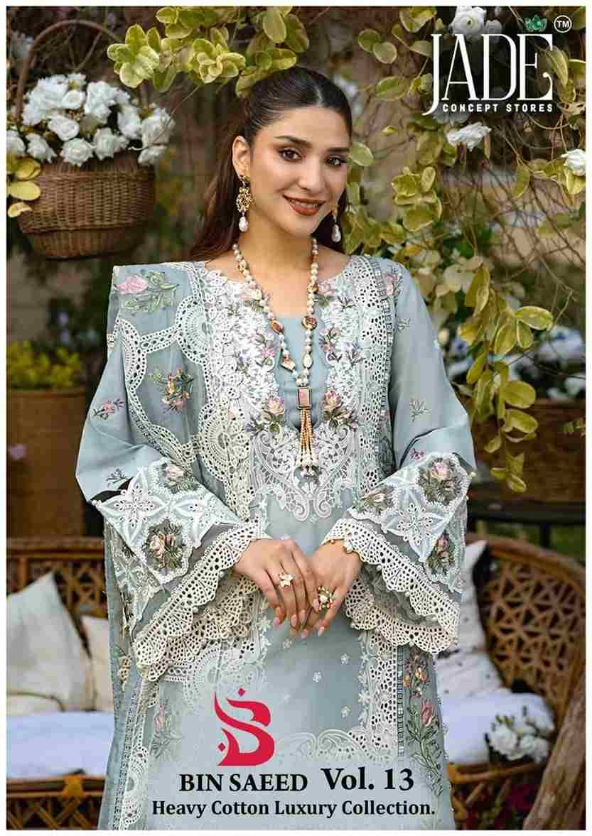 Bin Saeed Vol-13 By Jade 1301 To 1306 Series Beautiful Festive Suits Stylish Fancy Colorful Casual Wear & Ethnic Wear Pure Lawn Cotton Print Dresses At Wholesale Price