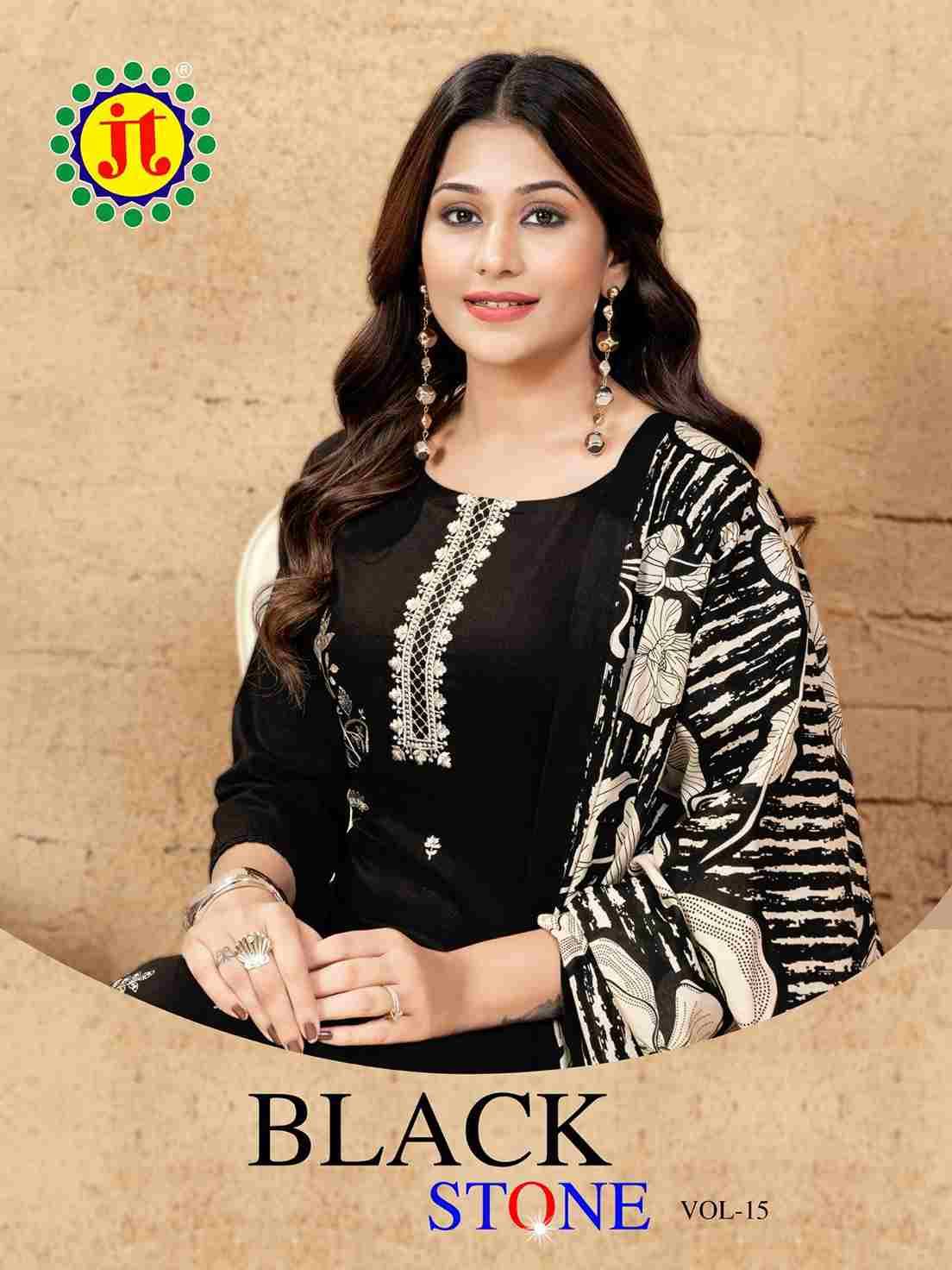 Black Stone Vol-15 By JT 15001 To 15005 Series Beautiful Festive Suits Colorful Stylish Fancy Casual Wear & Ethnic Wear Rayon Dresses At Wholesale Price