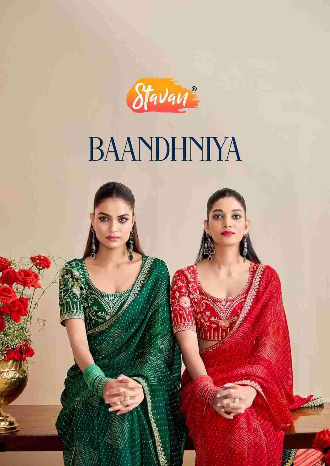 Baandhniya By Stavan 1001 To 1010 Series Indian Traditional Wear Collection Beautiful Stylish Fancy Colorful Party Wear & Occasional Wear Georgette Sarees At Wholesale Price