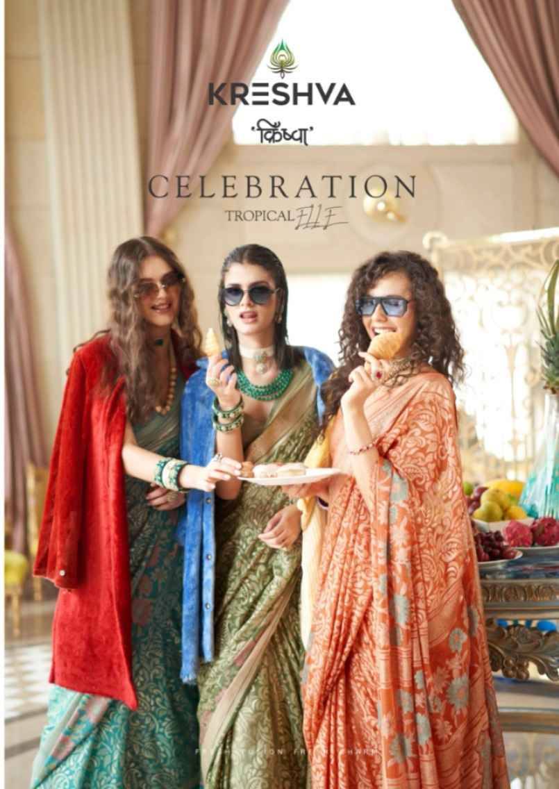 Celebration By Kreshva 4078 To 4083 Series Indian Traditional Wear Collection Beautiful Stylish Fancy Colorful Party Wear & Occasional Wear Georgette Sarees At Wholesale Price