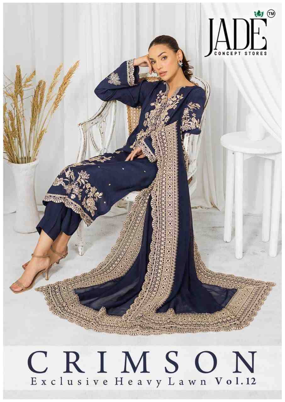Crimson Exclusive Collection Vol-12 By Jade 1201 To 1206 Series Beautiful Suits Stylish Colorful Fancy Casual Wear & Ethnic Wear Pure Heavy Lawn Print Dresses At Wholesale Price