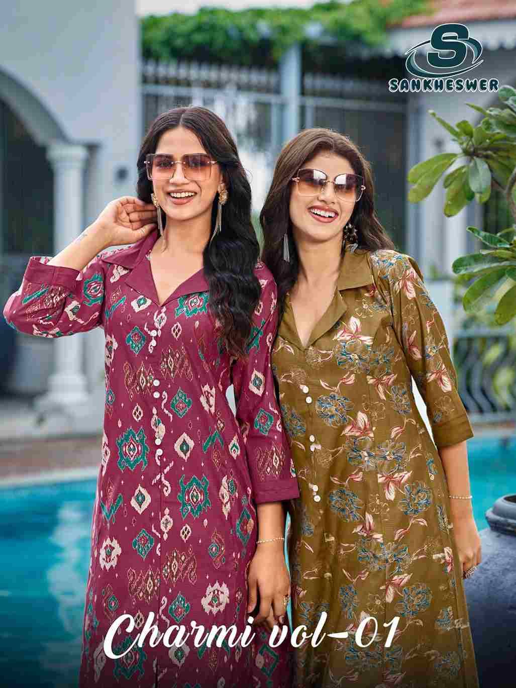 Charmi Vol-1 By Sankheswer 1001 To 1006 Series Designer Stylish Fancy Colorful Beautiful Party Wear & Ethnic Wear Collection Vertican Kurtis With Bottom At Wholesale Price