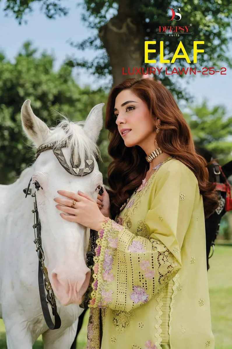 Elaf Luxury Lawn-25 Vol-2 By Deepsy Suits 1291 To 1296 Series Designer Pakistani Suits Beautiful Fancy Stylish Colorful Party Wear & Occasional Wear Pure Cotton Dresses At Wholesale Price