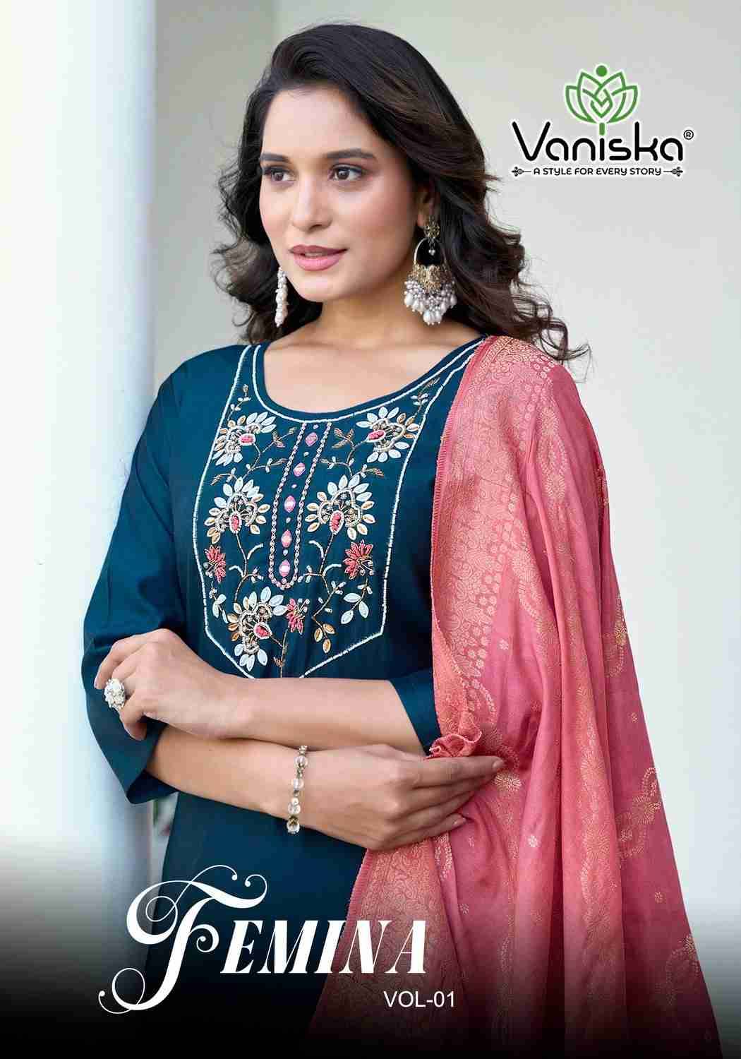 Femina Vol-1 By Vaniska 1001 To 1006 Series Designer Stylish Fancy Colorful Beautiful Party Wear & Ethnic Wear Collection Silk Dresses At Wholesale Price