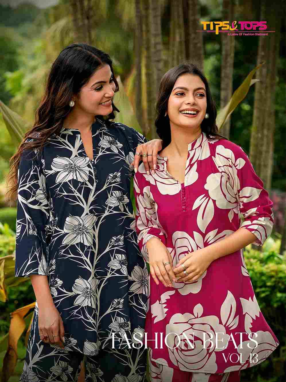 Fashion Beats Vol-13 By Tips And Tops 1001 To 1006 Series Designer Stylish Fancy Colorful Beautiful Party Wear & Ethnic Wear Collection Rayon Print Co-Ord At Wholesale Price