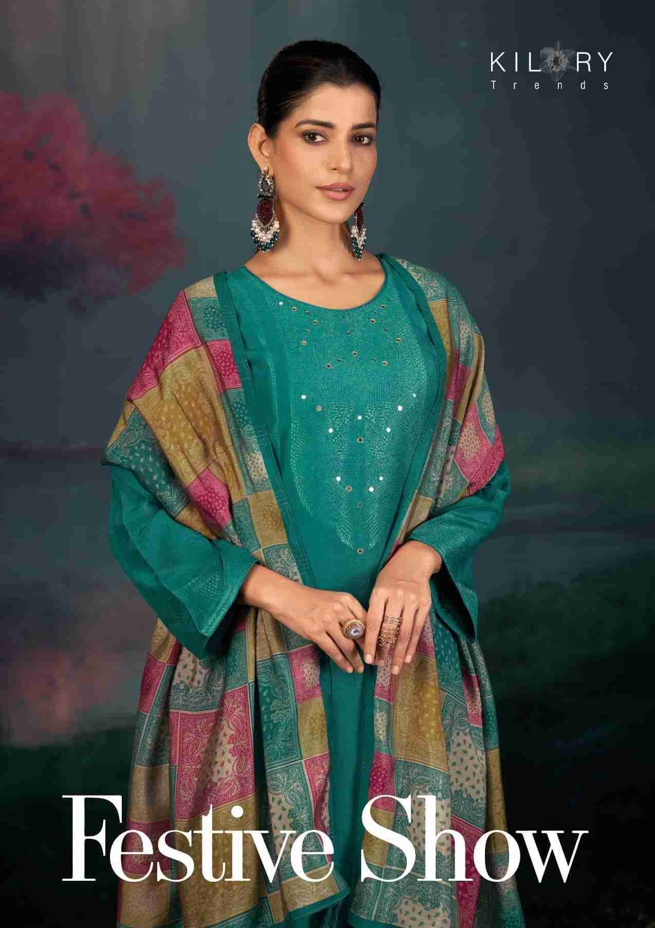 Festive Show By Kilory 1801 To 1804 Series Designer Festive Suits Beautiful Fancy Colorful Stylish Party Wear & Occasional Wear Pure Muslin Jacquard Silk Dresses At Wholesale Price