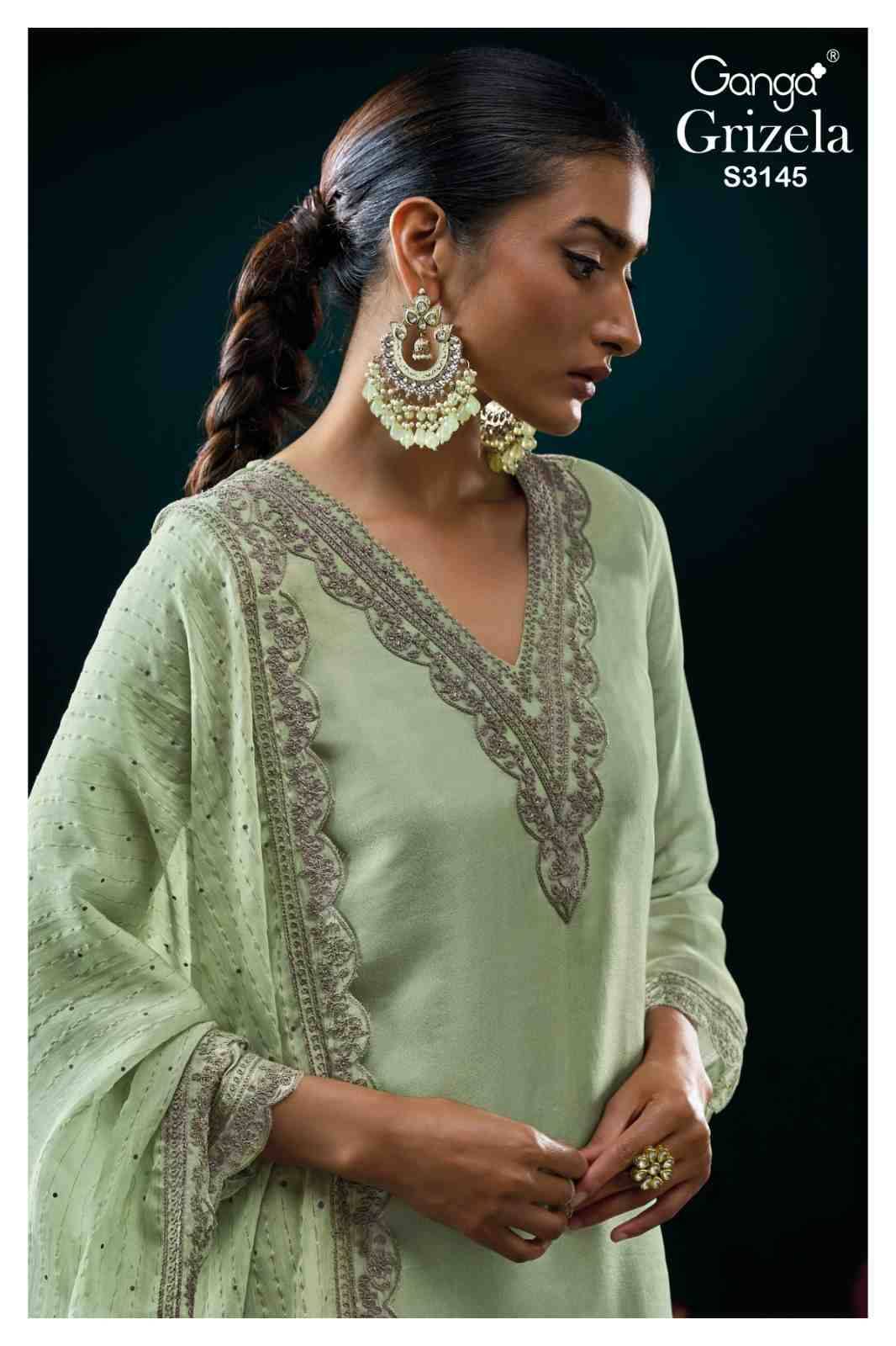 Grizela-3145 By Ganga Fashion 3145-A To 3145-B Series Beautiful Festive Suits Colorful Stylish Fancy Casual Wear & Ethnic Wear Pure Bemberg Silk Dresses At Wholesale Price
