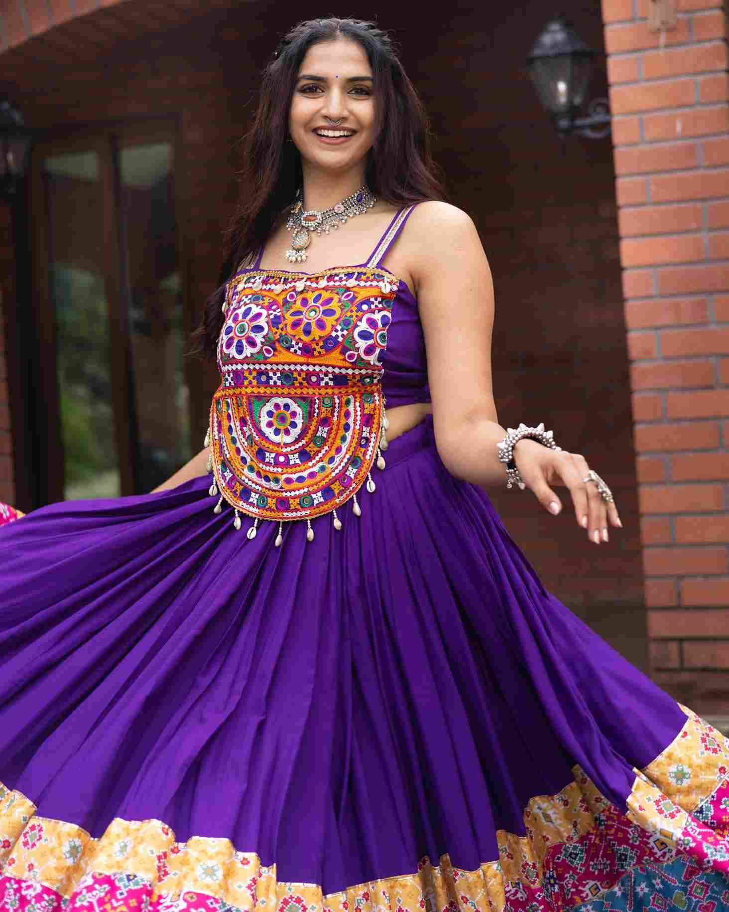 Gr-Rangat By Fashid Wholesale 01 To 02 Series Navratri Wear Collection Beautiful Stylish Colorful Fancy Party Wear & Occasional Wear Pure Rayon Cotton Lehengas At Wholesale Price