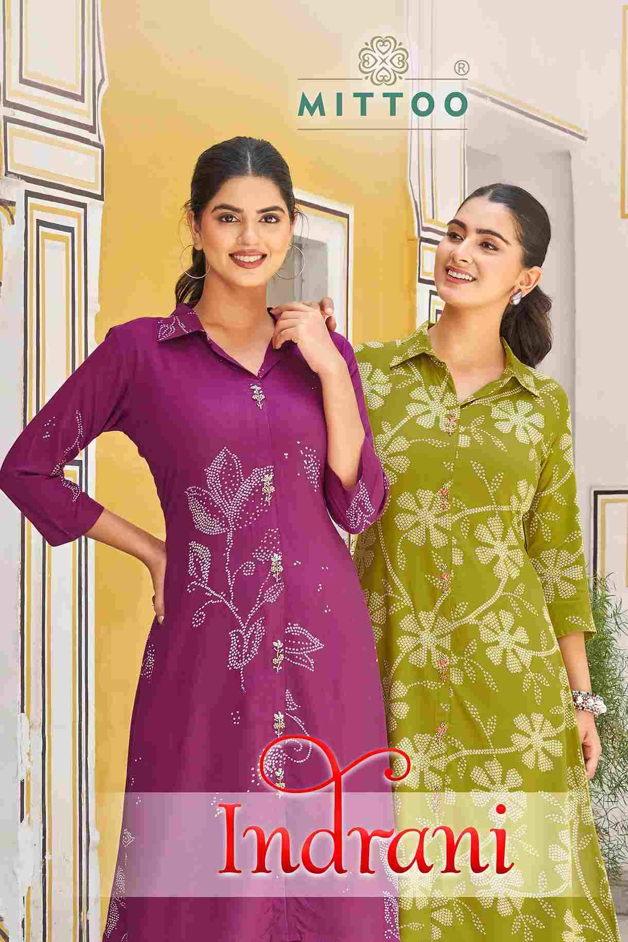 Indrani By Mittoo 2001 To 2004 Series Designer Stylish Fancy Colorful Beautiful Party Wear & Ethnic Wear Collection Rayon Print Kurtis With Bottom At Wholesale Price