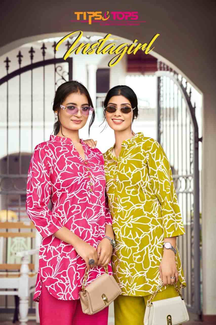 Instagirl By Tips And Tops 1001 To 1006 Series Designer Stylish Fancy Colorful Beautiful Party Wear & Ethnic Wear Collection Rayon Print Co-Ord At Wholesale Price