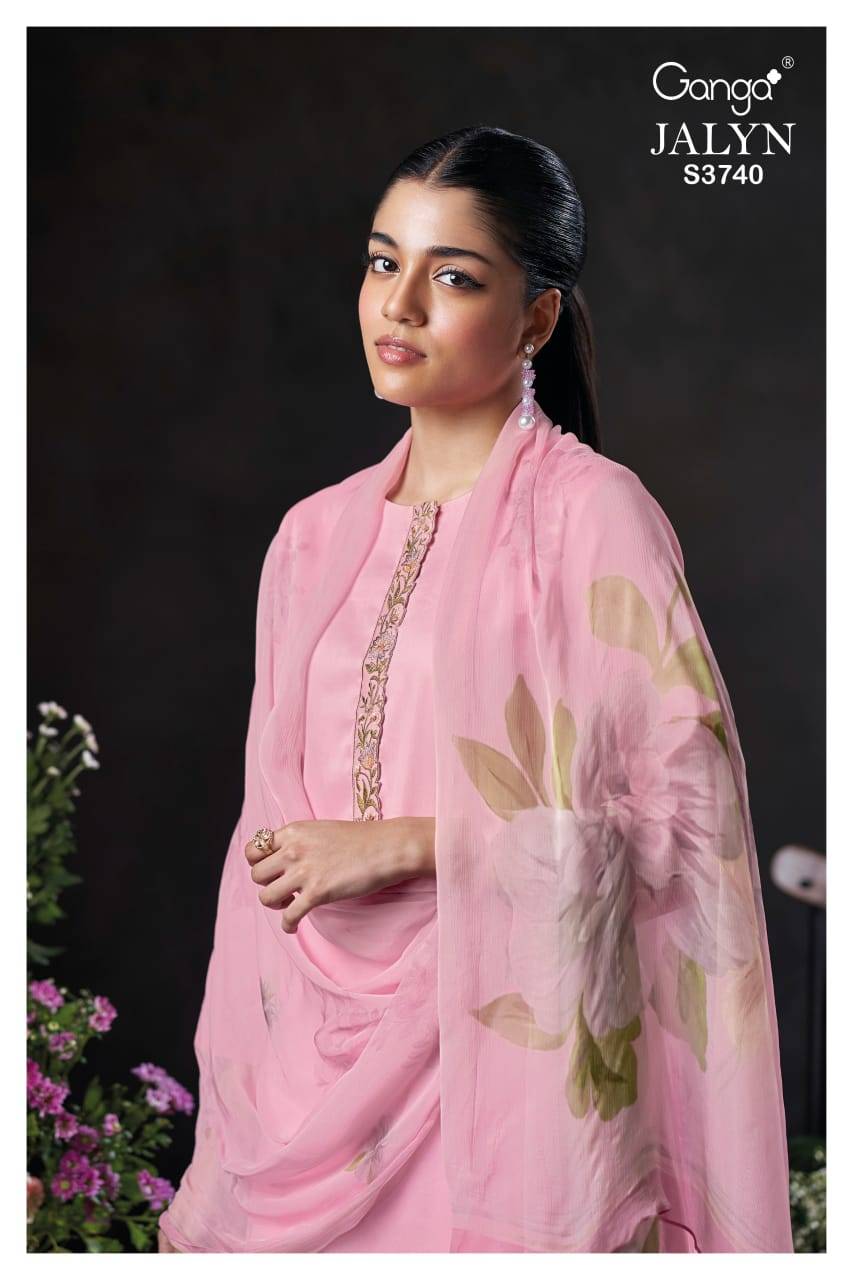 Jalyn-3740 By Ganga Fashion 3740-A To 3740-D Series Beautiful Festive Suits Colorful Stylish Fancy Casual Wear & Ethnic Wear Pure Cotton Satin Dresses At Wholesale Price