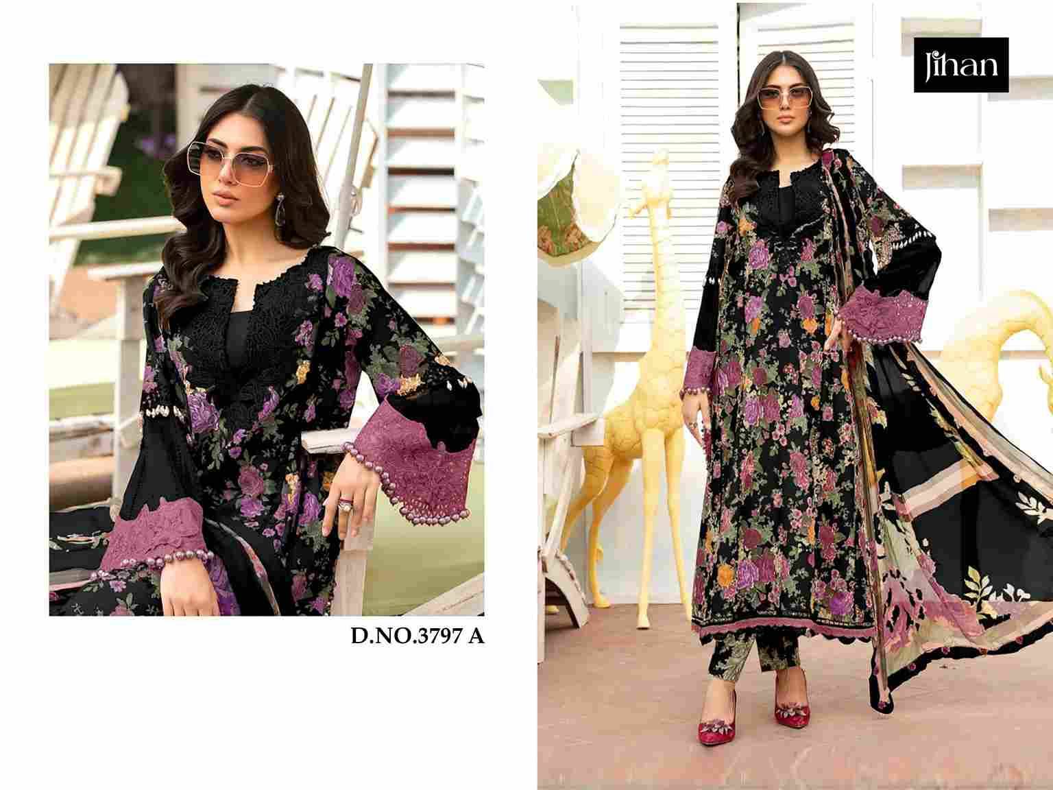 Jihan 3797 Colours By Jihan 3797 To 3797-A Series Beautiful Pakistani Suits Colorful Stylish Fancy Casual Wear & Ethnic Wear Pure Cotton Dresses At Wholesale Price