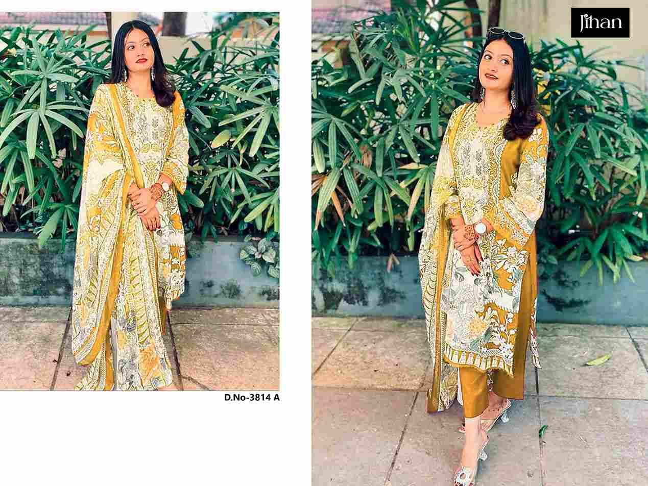 Jihan 3814 Colours By Jihan 3814 To 3814-B Series Beautiful Pakistani Suits Colorful Stylish Fancy Casual Wear & Ethnic Wear Pure Cotton Dresses At Wholesale Price