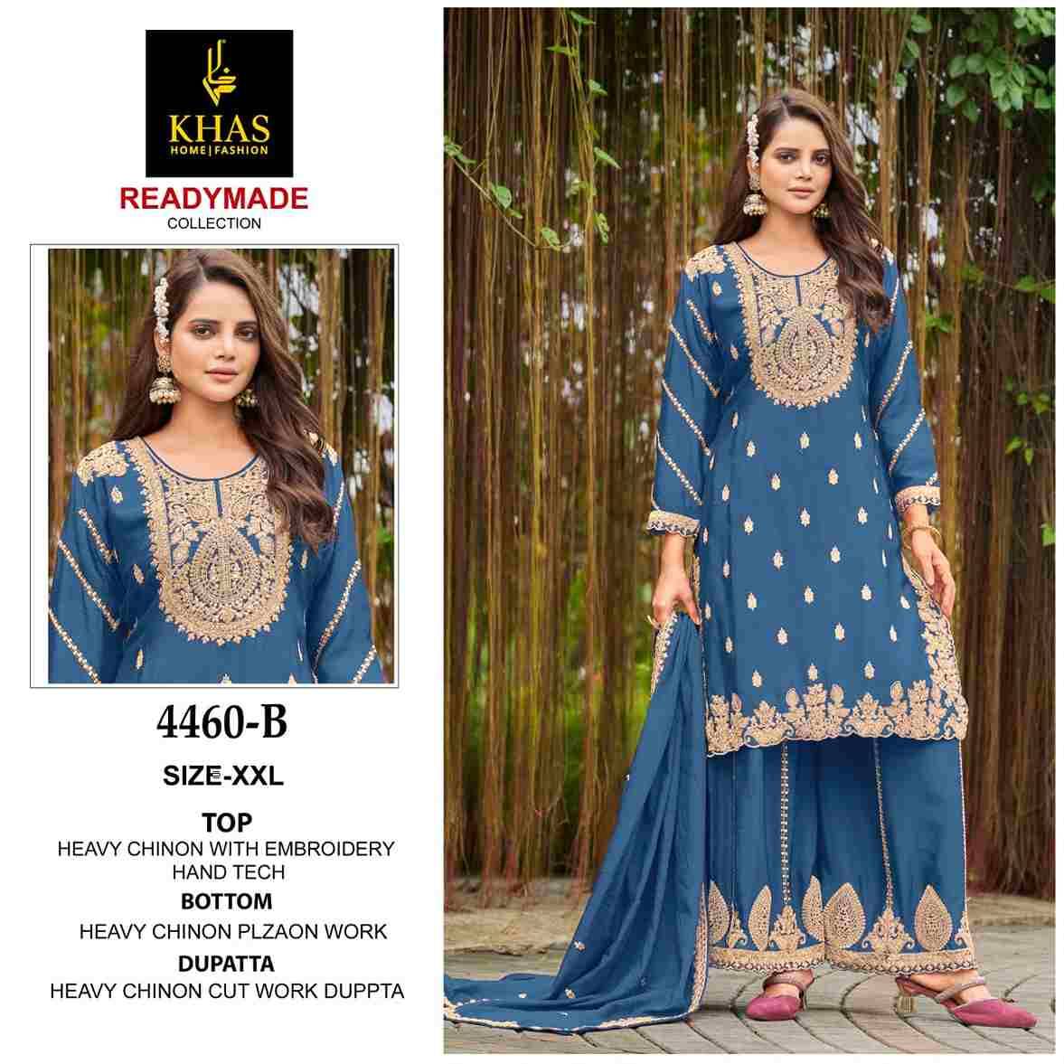 Khas 4460 Colours By Khas 4460-A To 4460-C Series Beautiful Pakistani Suits Colorful Stylish Fancy Casual Wear & Ethnic Wear Heavy Chinnon Dresses At Wholesale Price