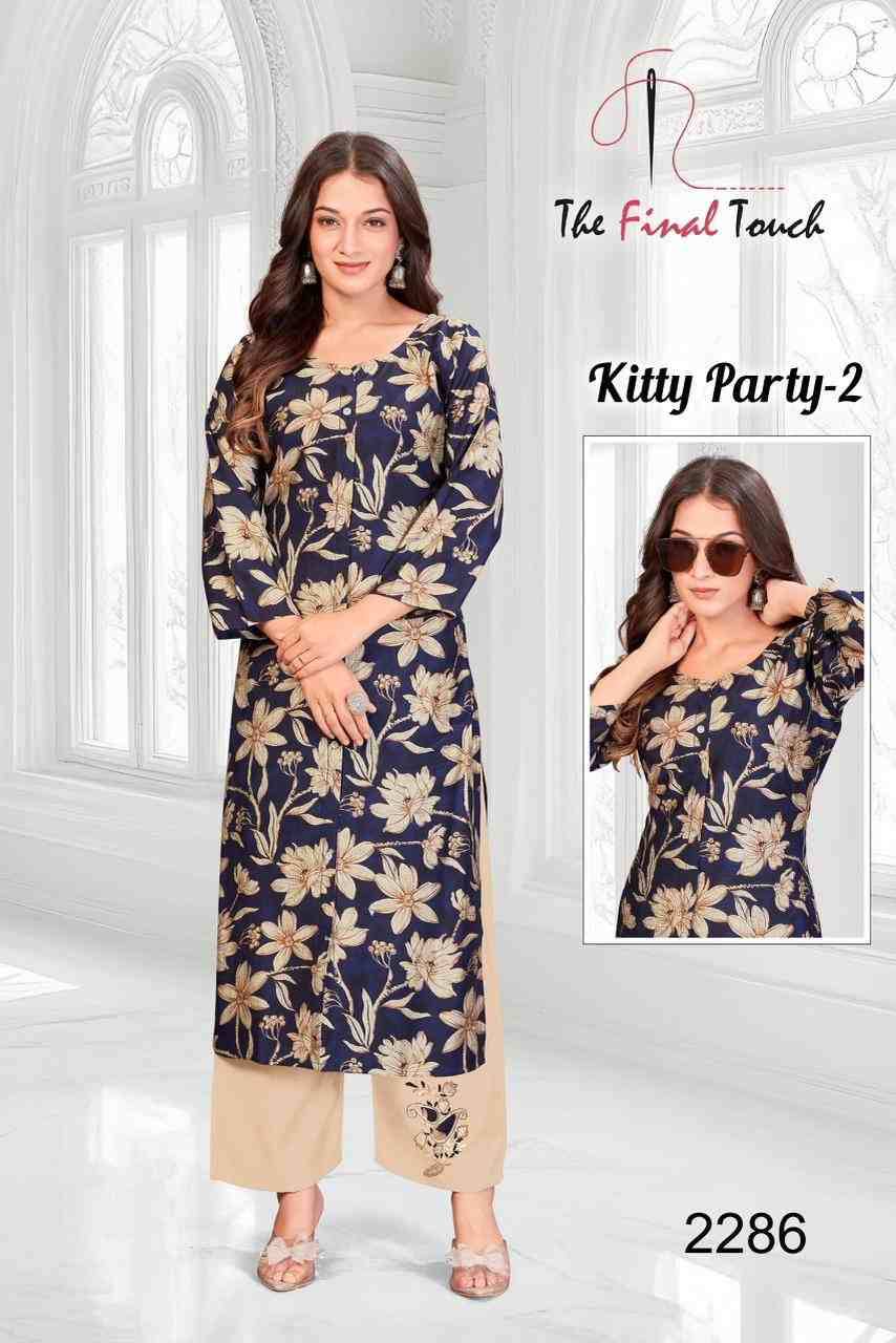 Kitty Party Vol-2 By The Final Touch Combo Set 2285 To 2300 Series Designer Stylish Fancy Colorful Beautiful Party Wear & Ethnic Wear Collection Vertican Kurtis With Bottom At Wholesale Price