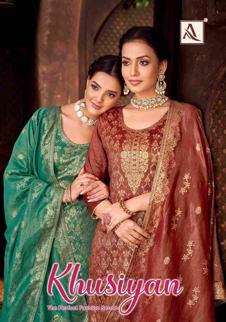 Khusiyan By Alok Suit 1740-001 To 1740-006 Series Beautiful Festive Suits Colorful Stylish Fancy Casual Wear & Ethnic Wear Pure Jacquard Dresses At Wholesale Price