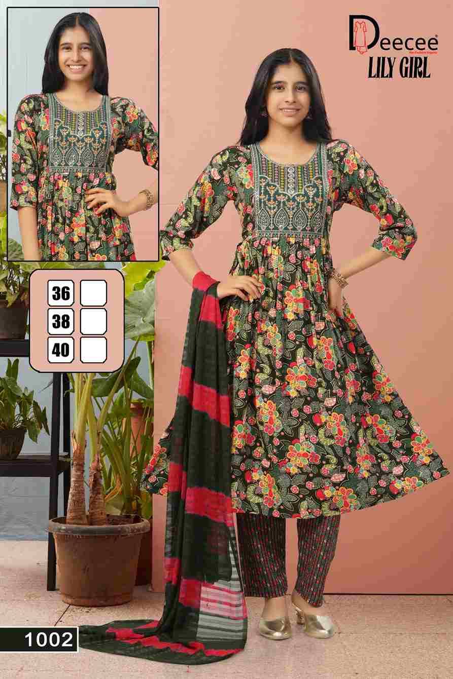 Lily Girl By Dee Cee 1001 To 1006 Series Designer Stylish Fancy Colorful Beautiful Party Wear & Ethnic Wear Collection Rayon Foil Dresses At Wholesale Price
