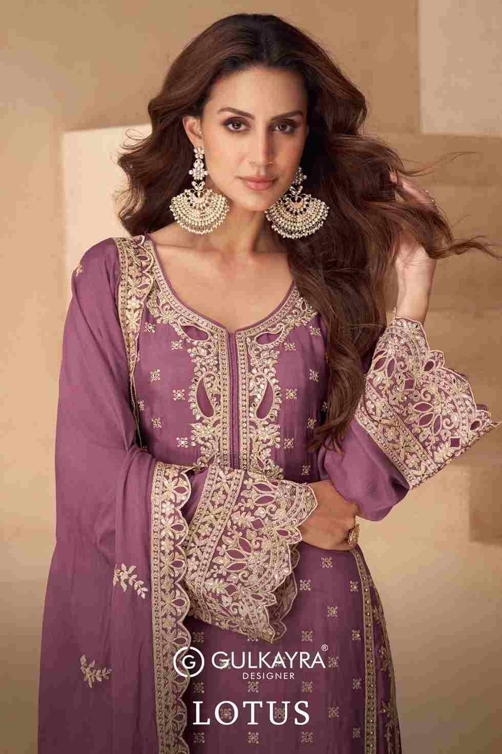 Lotus By Gulkayra Designer 7548-A To 7548-C Series Designer Sharara Suits Collection Beautiful Stylish Fancy Colorful Party Wear & Occasional Wear Chinnon Dresses At Wholesale Price