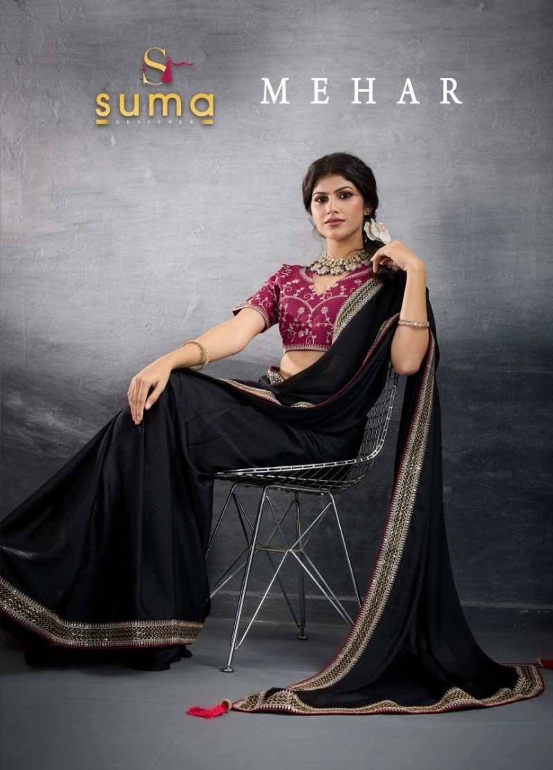 Mehar By Suma 10001 To 10008 Series Indian Traditional Wear Collection Beautiful Stylish Fancy Colorful Party Wear & Occasional Wear Georgette Sarees At Wholesale Price