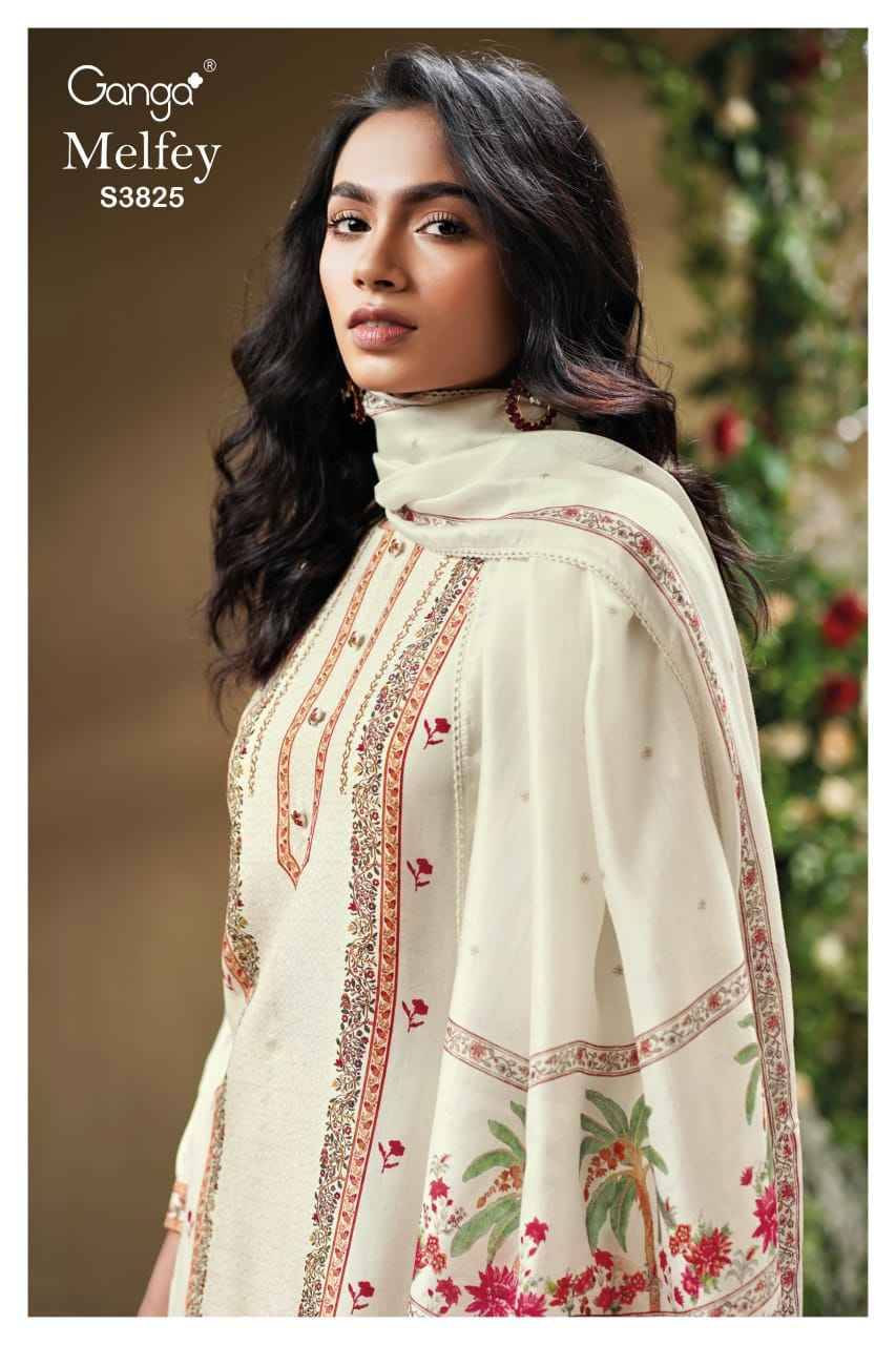 Melfey-3825 By Ganga Fashion 3825-A To 3825-D Series Beautiful Festive Suits Colorful Stylish Fancy Casual Wear & Ethnic Wear Pure Bemberg Silk Dresses At Wholesale Price