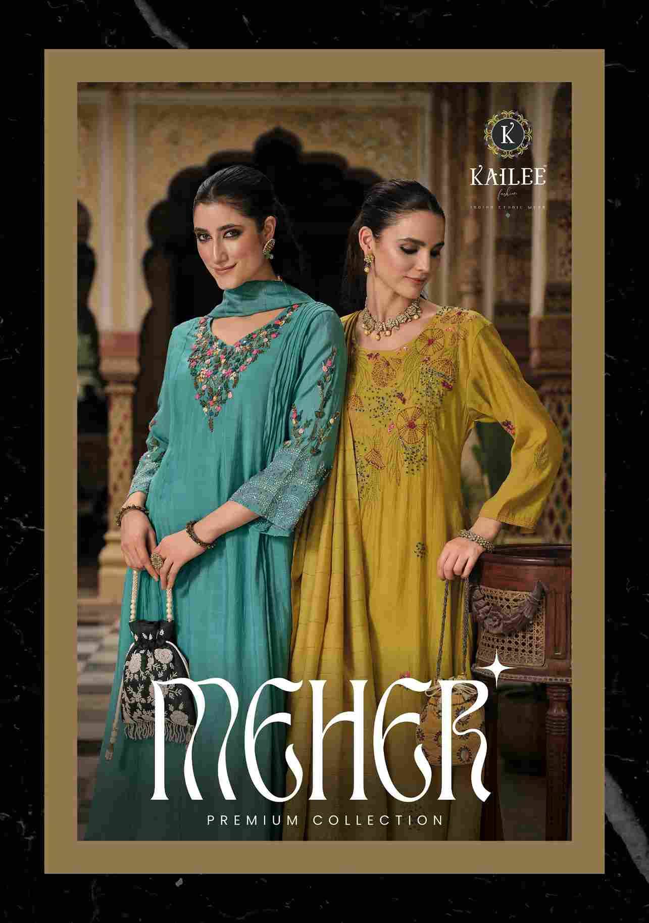 Meher By Kailee 45701 To 45704 Series Beautiful Festive Suits Colorful Stylish Fancy Casual Wear & Ethnic Wear Pure Chanderi Dresses At Wholesale Price