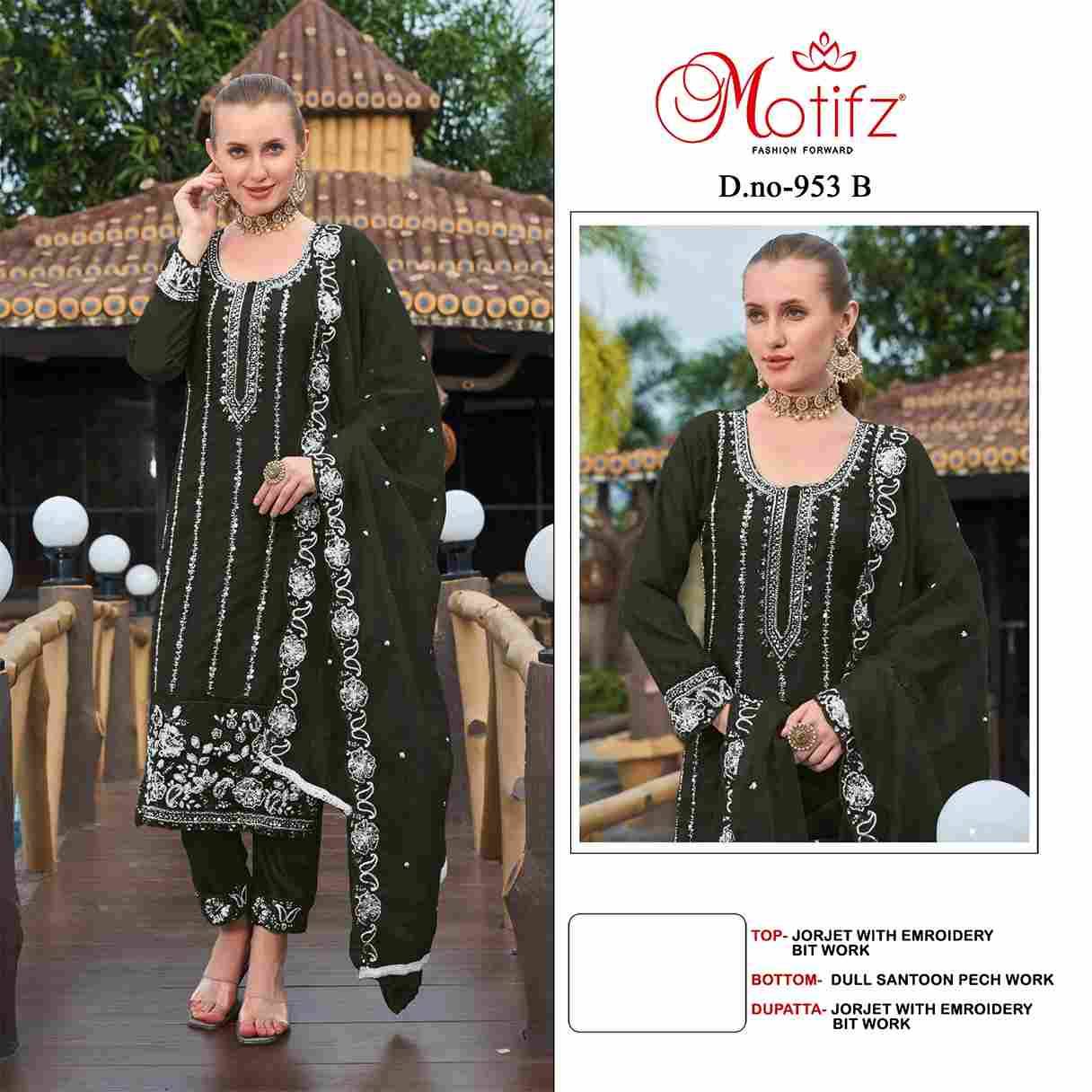 Motifz Hit Design 953 Colours By Motifz 953-A To 953-D Series Beautiful Pakistani Suits Colorful Stylish Fancy Casual Wear & Ethnic Wear Georgette Dresses At Wholesale Price