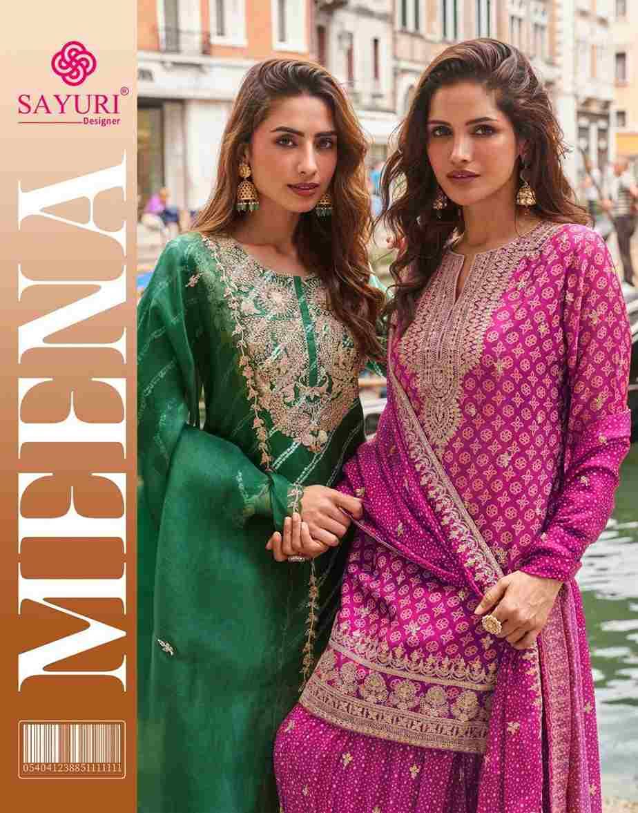 Meena By Sayuri 5854 To 5856 Series Designer Sharara Suits Beautiful Fancy Colorful Stylish Party Wear & Occasional Wear Heavy Chinnon Silk Dresses At Wholesale Price