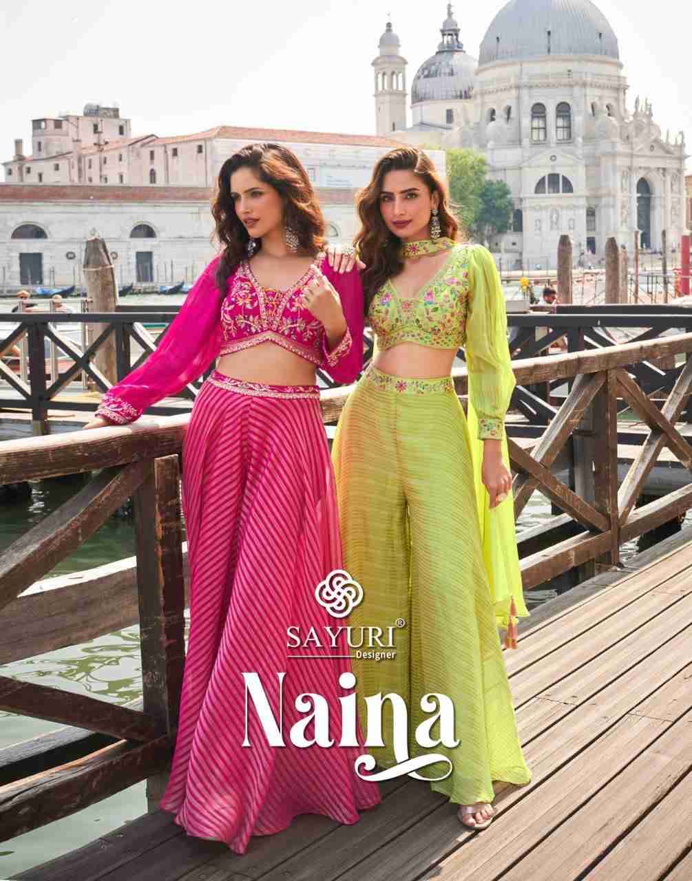 Naina By Sayuri 5861 To 5863 Series Designer Beautiful Festive Collection Occasional Wear & Party Wear Pure Viscose Silk Crop Top With Bottom And Jacket At Wholesale Price