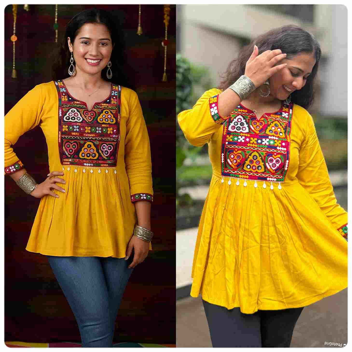 Navratri Tops By Kaamiri 01 To 05 Series Designer Stylish Fancy Colorful Beautiful Party Wear & Ethnic Wear Collection Rayon Tops At Wholesale Price