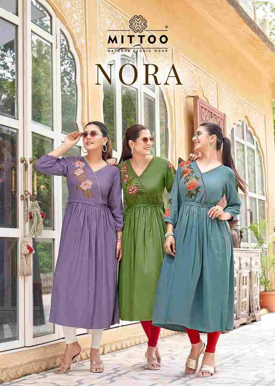 Nora By Mittoo 4001 To 4006 Series Designer Stylish Fancy Colorful Beautiful Party Wear & Ethnic Wear Collection Rayon Kurtis At Wholesale Price