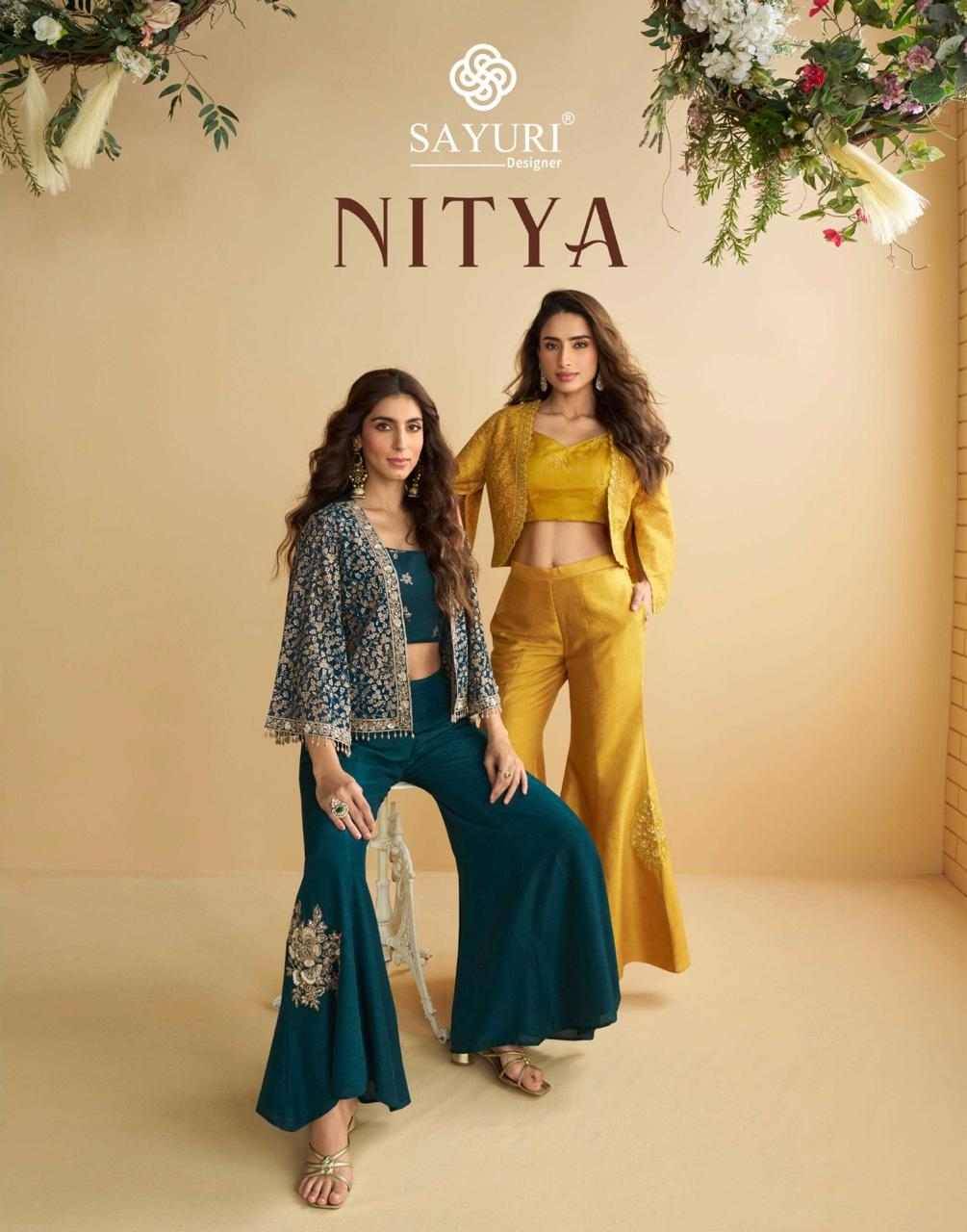 Nitya By Sayuri 10077 To 10079 Series Designer Beautiful Festive Collection Occasional Wear & Party Wear Pure Silk Crop Top With Bottom And Jacket At Wholesale Price
