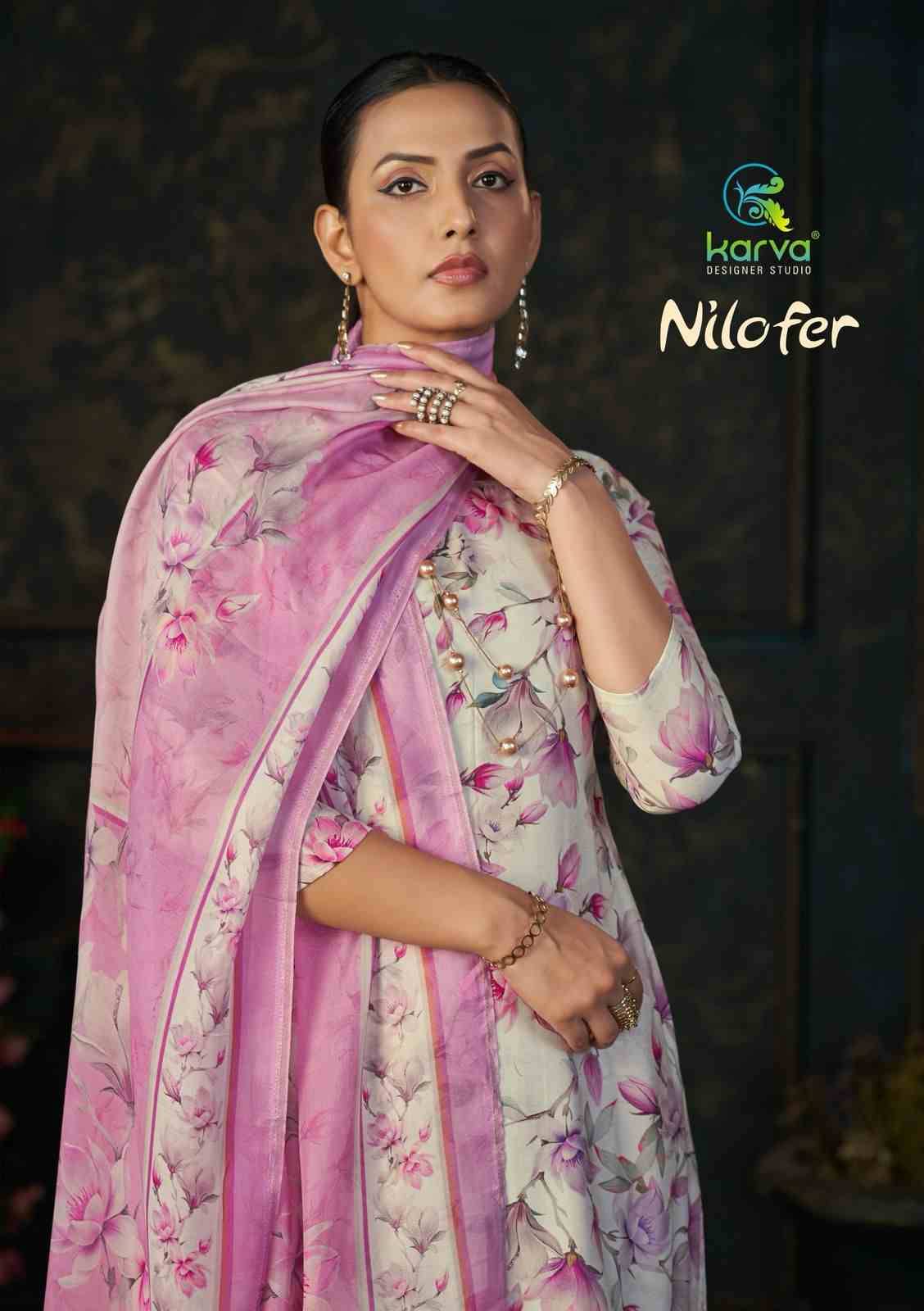 Nilofer By Karva Designer Studio 01 To 04 Series Beautiful Festive Suits Colorful Stylish Fancy Casual Wear & Ethnic Wear Pure Viscose Muslin Dresses At Wholesale Price