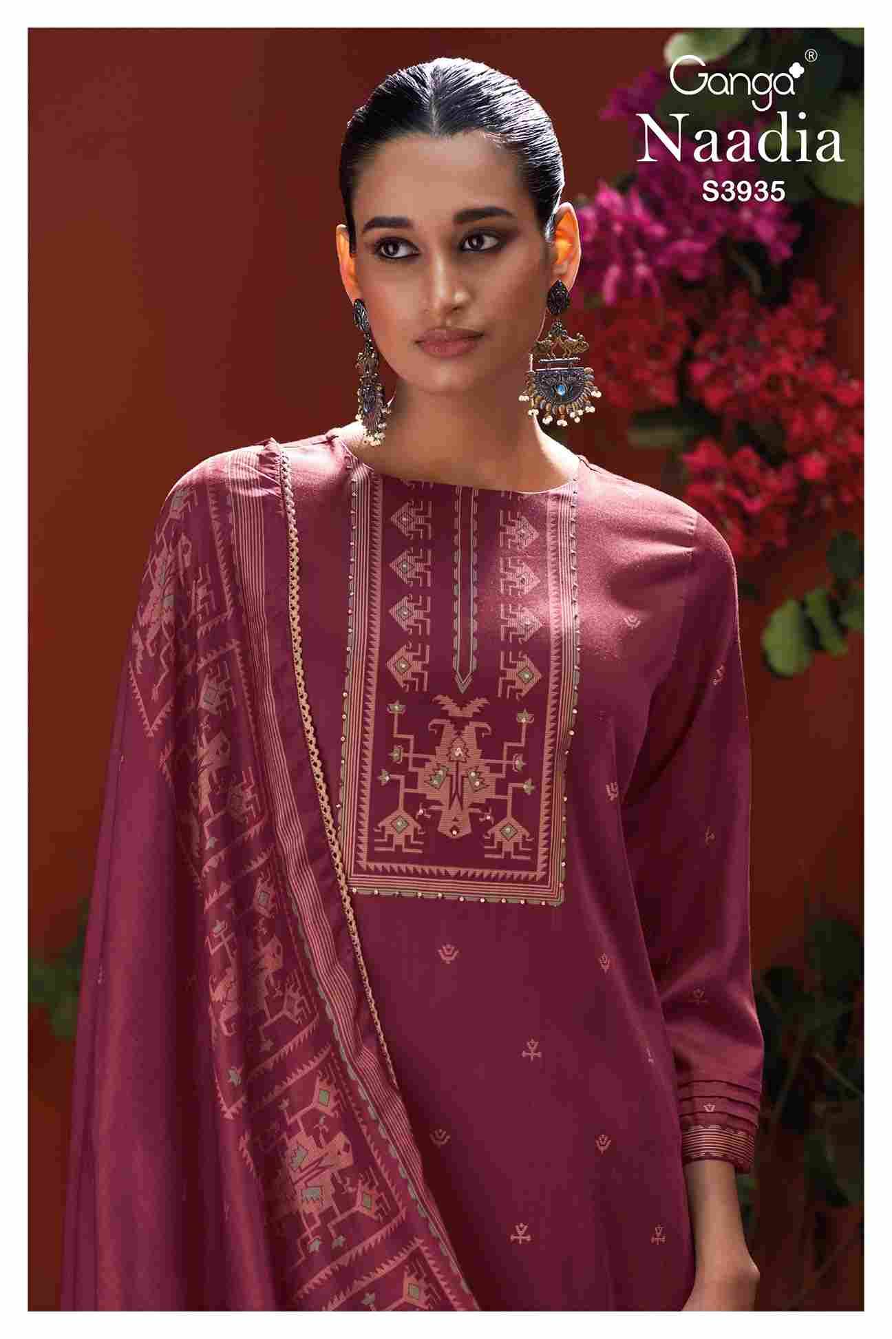 Naadia-3935 By Ganga Fashion 3935-A To 3935-D Series Beautiful Festive Suits Colorful Stylish Fancy Casual Wear & Ethnic Wear Pure Cotton Satin Dresses At Wholesale Price