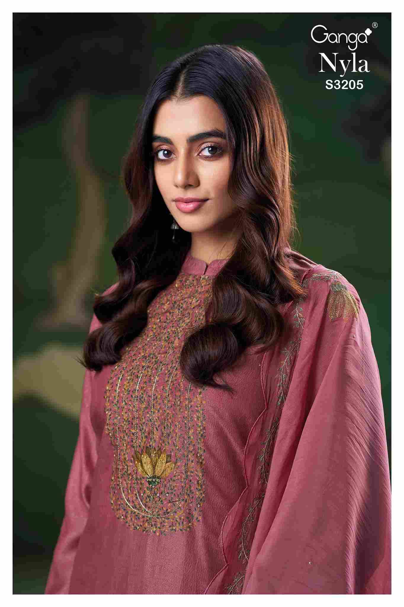 Nyla-3205 By Ganga Fashion 3205-A To 3205-D Series Beautiful Festive Suits Colorful Stylish Fancy Casual Wear & Ethnic Wear Pure Bemberg Silk Jacquard Dresses At Wholesale Price