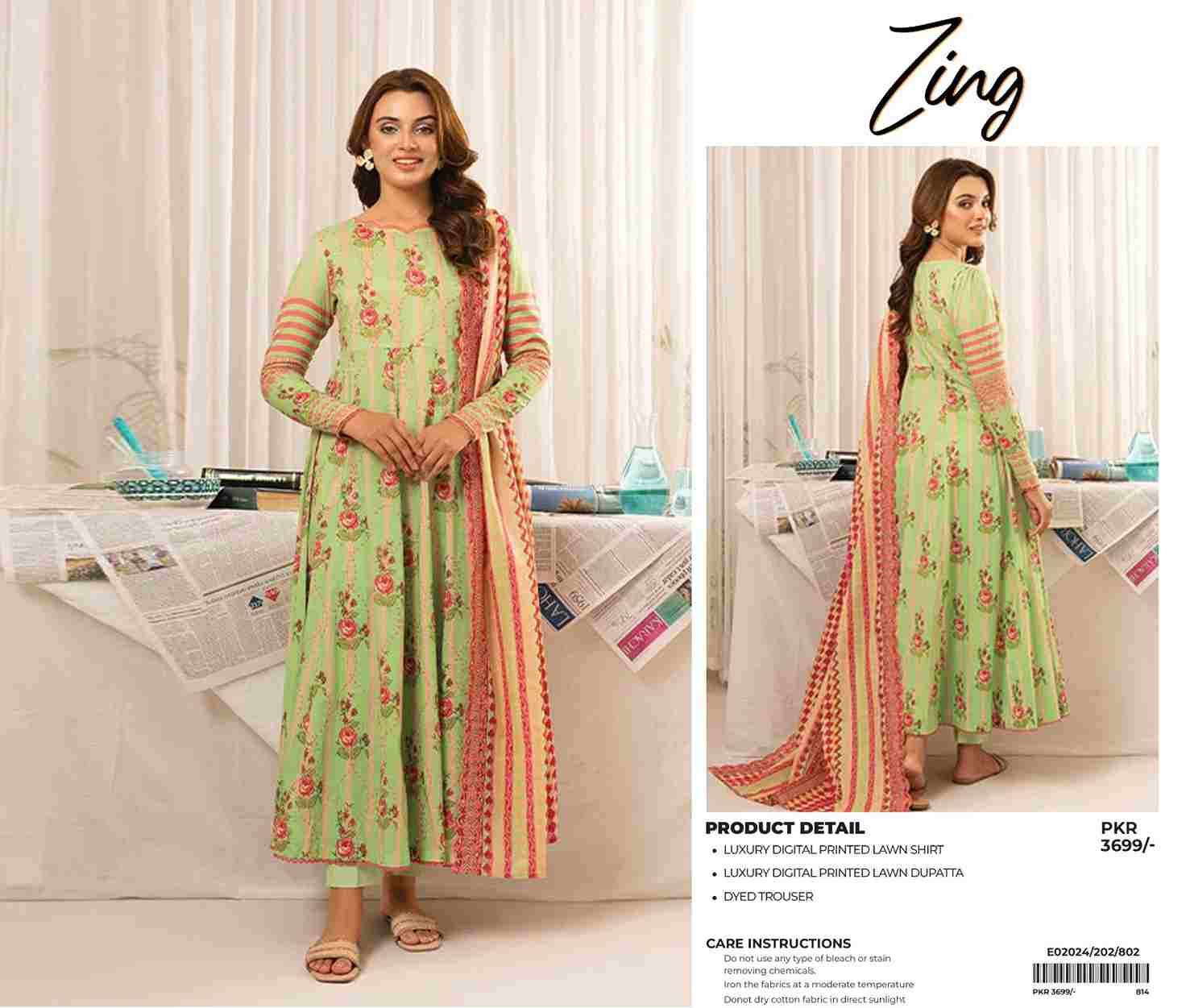 Original Pakistani Zing By Fashid Wholesale 101 To 112 Series Beautiful Pakistani Suits Colorful Stylish Fancy Casual Wear & Ethnic Wear Lawn Prints Dresses At Wholesale Price