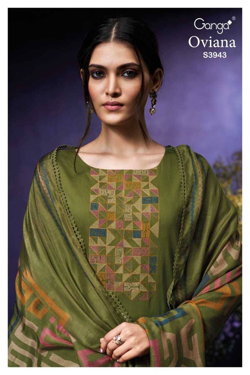 Oviana-3943 By Ganga Fashion 3943-A To 3943-D Series Beautiful Festive Suits Colorful Stylish Fancy Casual Wear & Ethnic Wear Pure Cotton Satin Dresses At Wholesale Price
