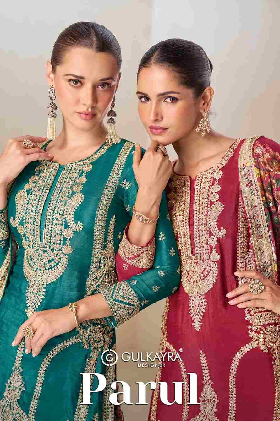 Parul By Gulkayra Designer 7596-A To 7596-B Series Beautiful Festive Suits Colorful Stylish Fancy Casual Wear & Ethnic Wear Chinnon Dresses At Wholesale Price