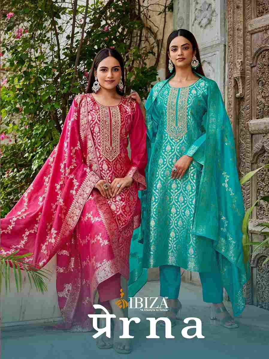 Prerna By Ibiza 16010 To 16013 Series Designer Festive Suits Beautiful Fancy Stylish Colorful Party Wear & Occasional Wear Pure Silk Jacquard Dresses At Wholesale Price
