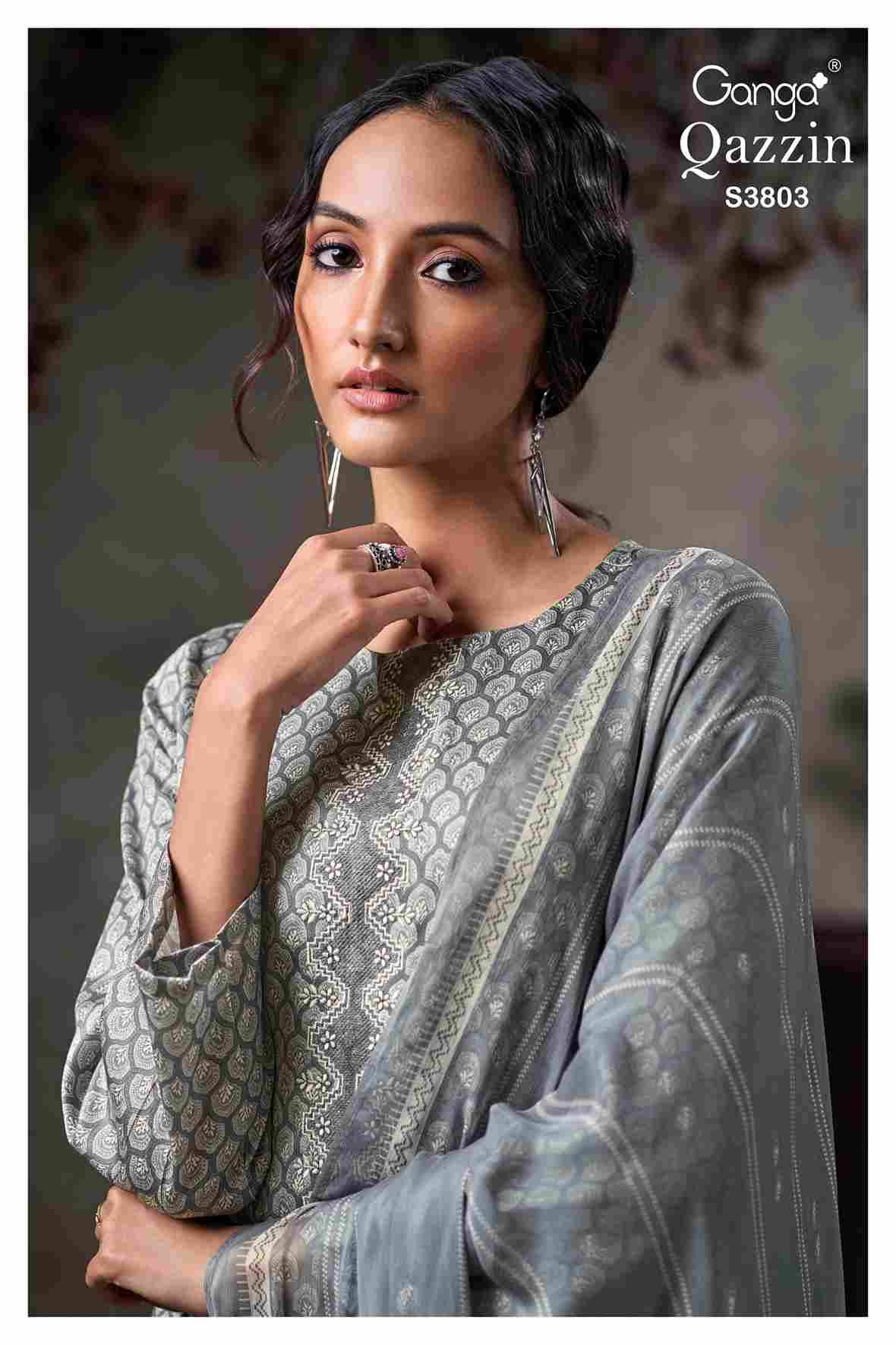 Qazzin-3803 By Ganga Fashion 3803-A To 3803-D Series Beautiful Festive Suits Colorful Stylish Fancy Casual Wear & Ethnic Wear Pure Cotton Satin Dresses At Wholesale Price