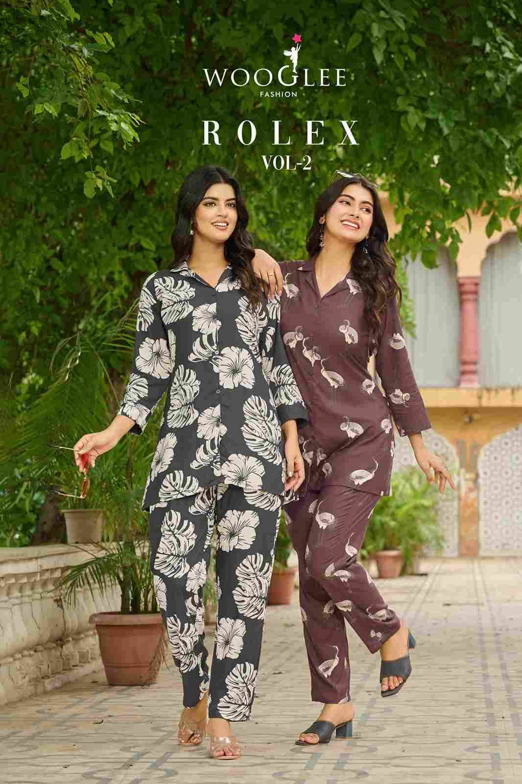 Rolex Vol-2 By Wooglee 3007 To 3012 Series Designer Stylish Fancy Colorful Beautiful Party Wear & Ethnic Wear Collection Heavy Rayon Co-Ord At Wholesale Price