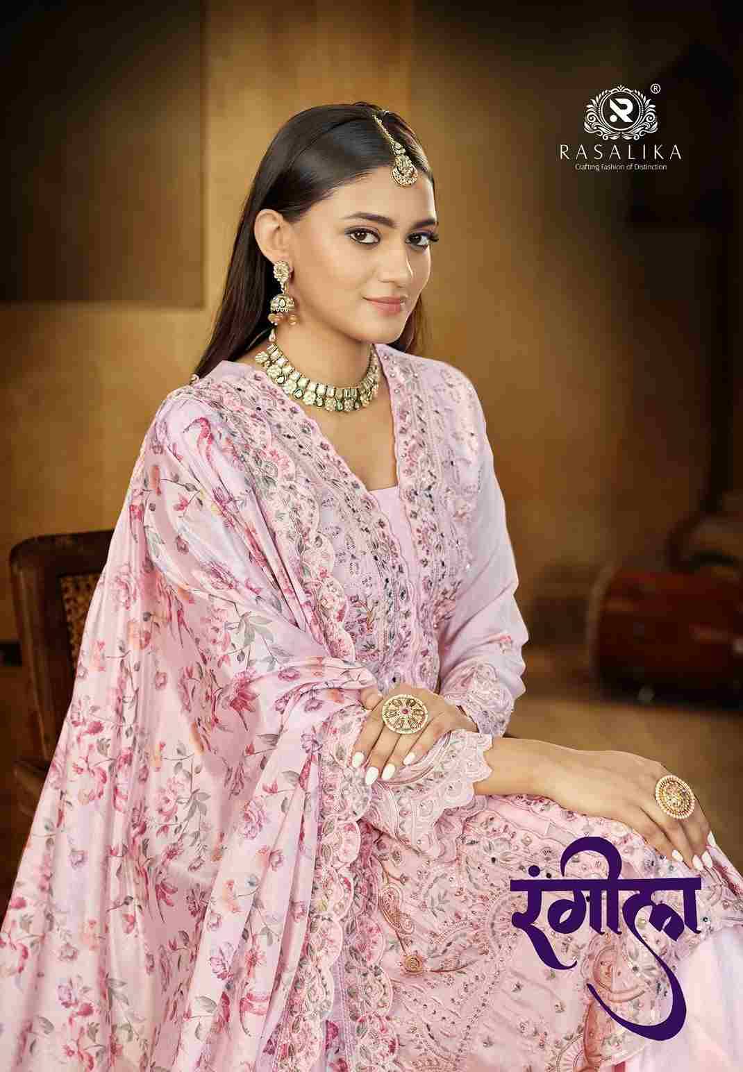 Rangeela By Rasalika 2111-A To 2111-D Series Designer Festive Suits Beautiful Fancy Colorful Stylish Party Wear & Occasional Wear Heavy Chinnon Silk Dresses At Wholesale Price